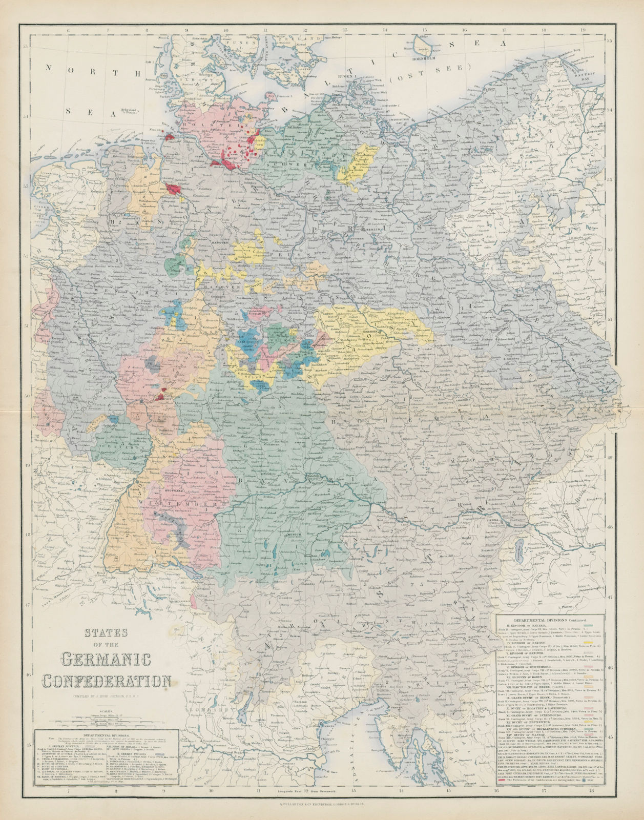 Associate Product States of the Germanic Confederation. Germany Austria Czechia. SWANSTON 1860 map