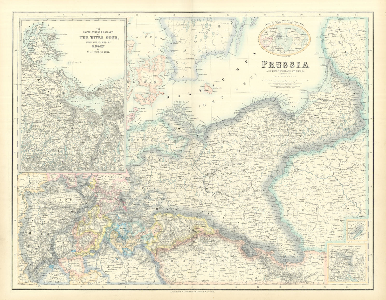 Prussia. Oder estuary & Rugen. Eastern Germany & Poland. SWANSTON 1860 old map
