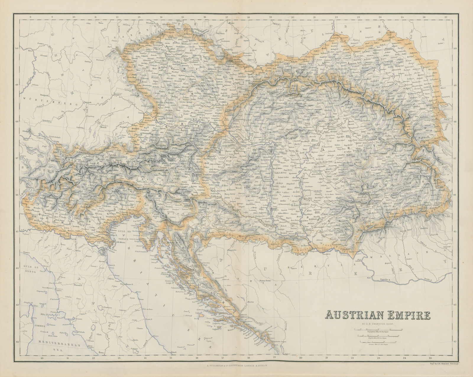 Austrian Empire. Hungary Czechia Croatia Lombardy Veneto. SWANSTON 1860 map