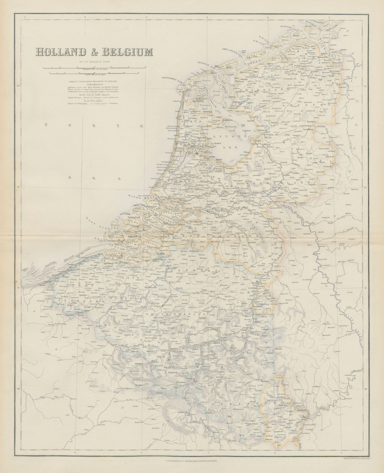 Associate Product Holland and Belgium. Luxembourg. Benelux. SWANSTON 1860 old antique map chart