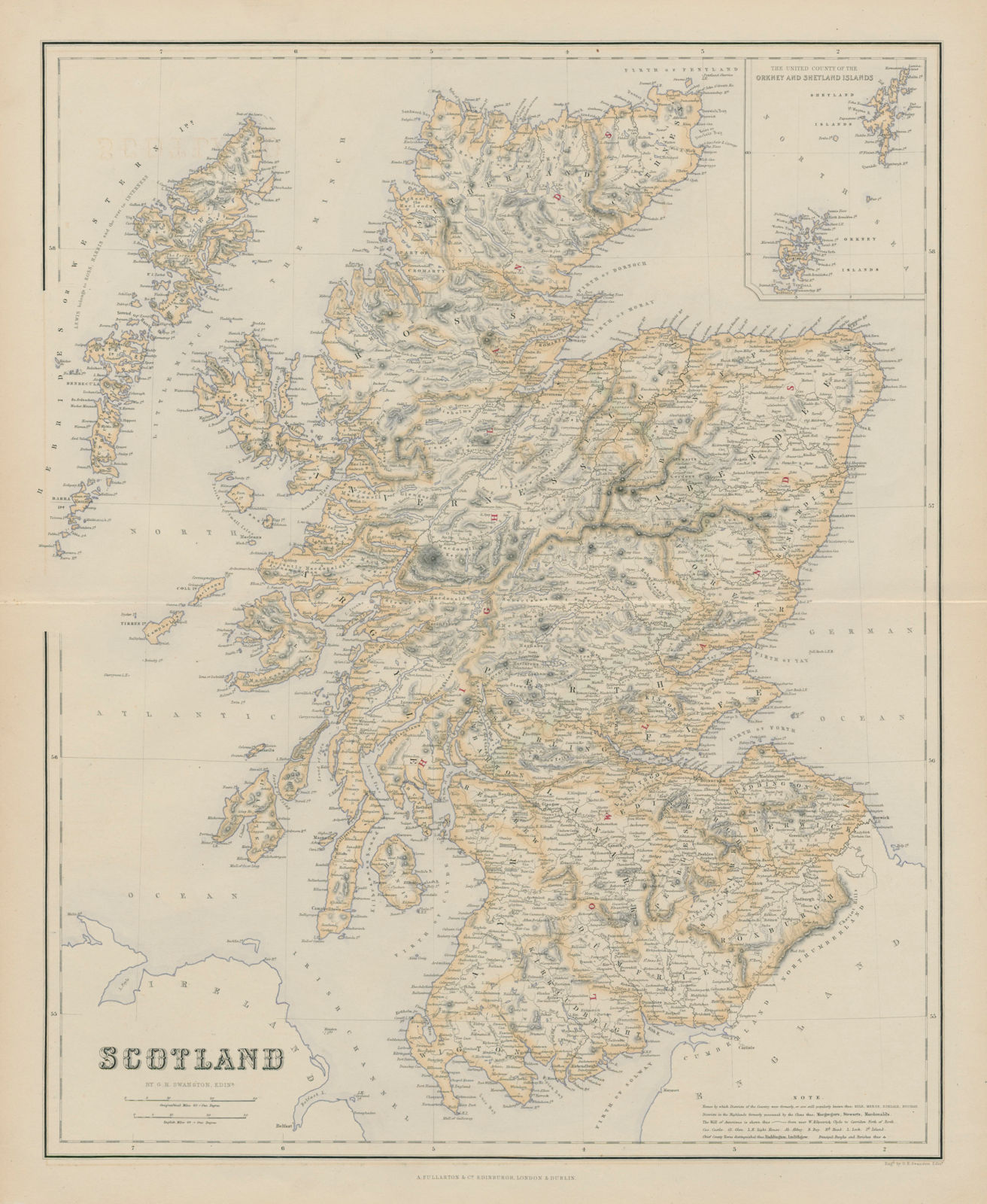 Scotland showing Scottish clans. SWANSTON 1860 old antique map plan chart