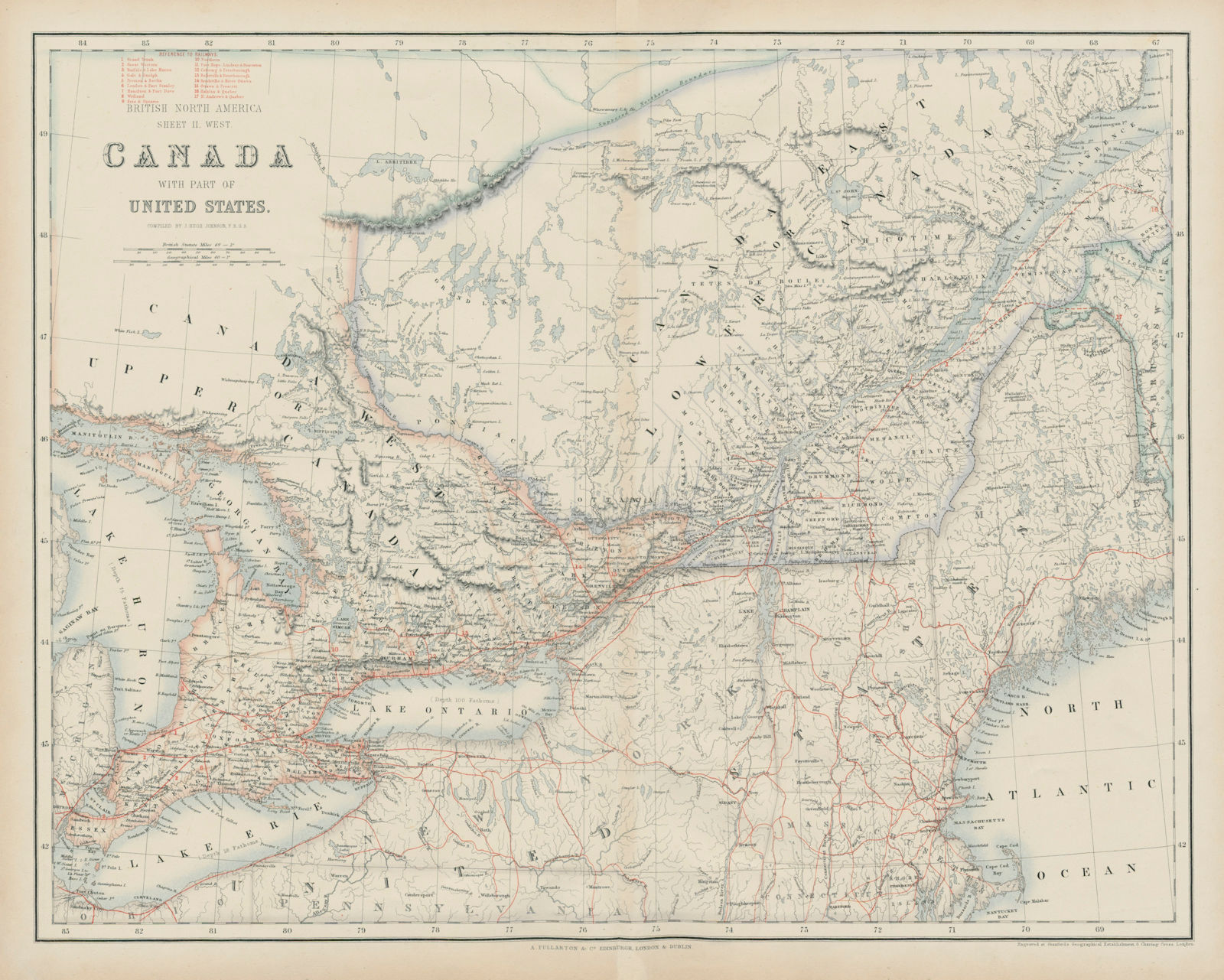 Canada with part of United States. West. Ontario & Quebec. SWANSTON 1860 map