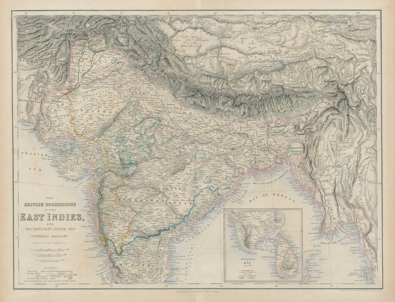 British Possessions in the East Indies… India & Burma. SWANSTON 1860 old map