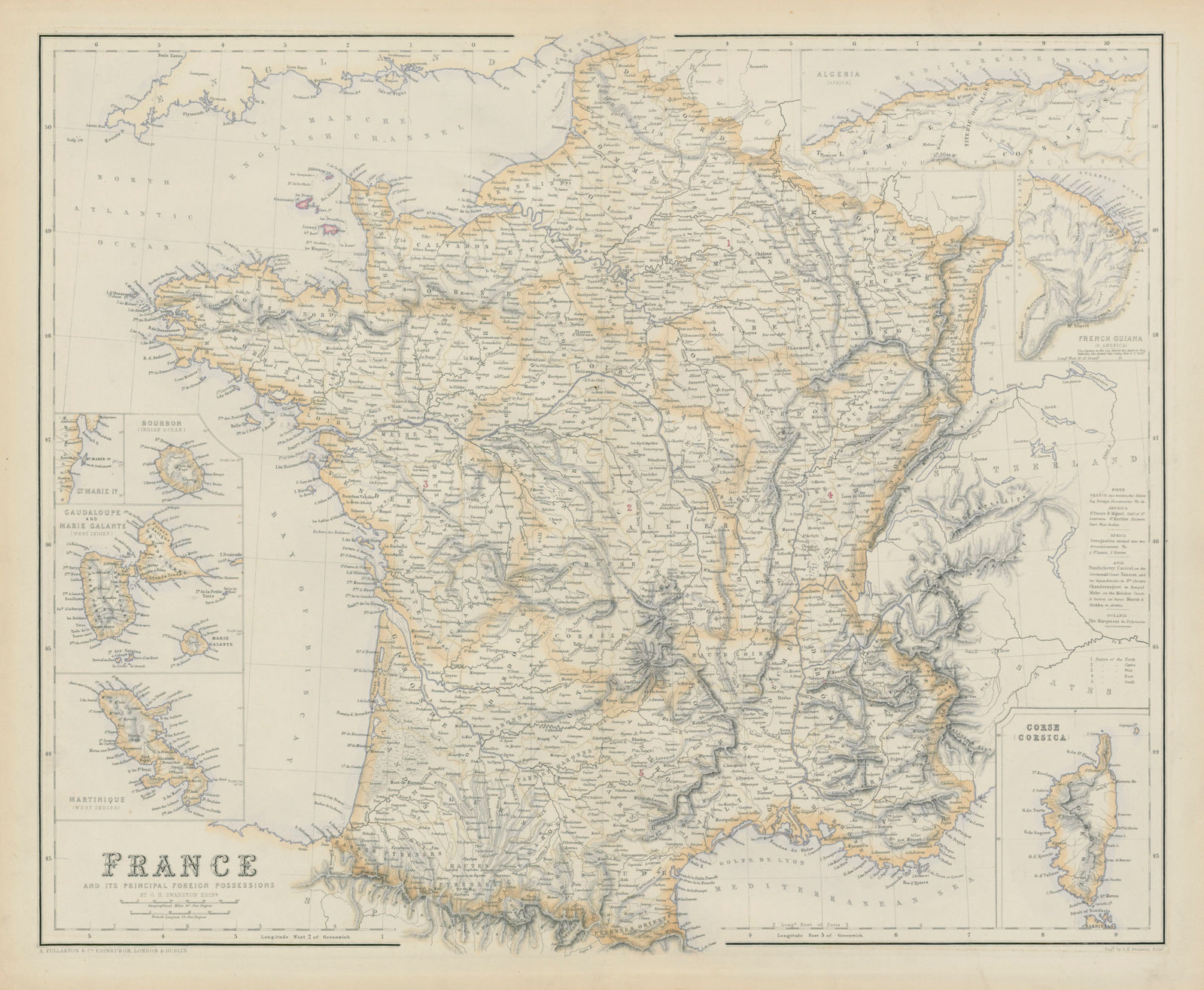 Associate Product France & principal foreign possessions. Guadaloupe Martinique. SWANSTON 1860 map