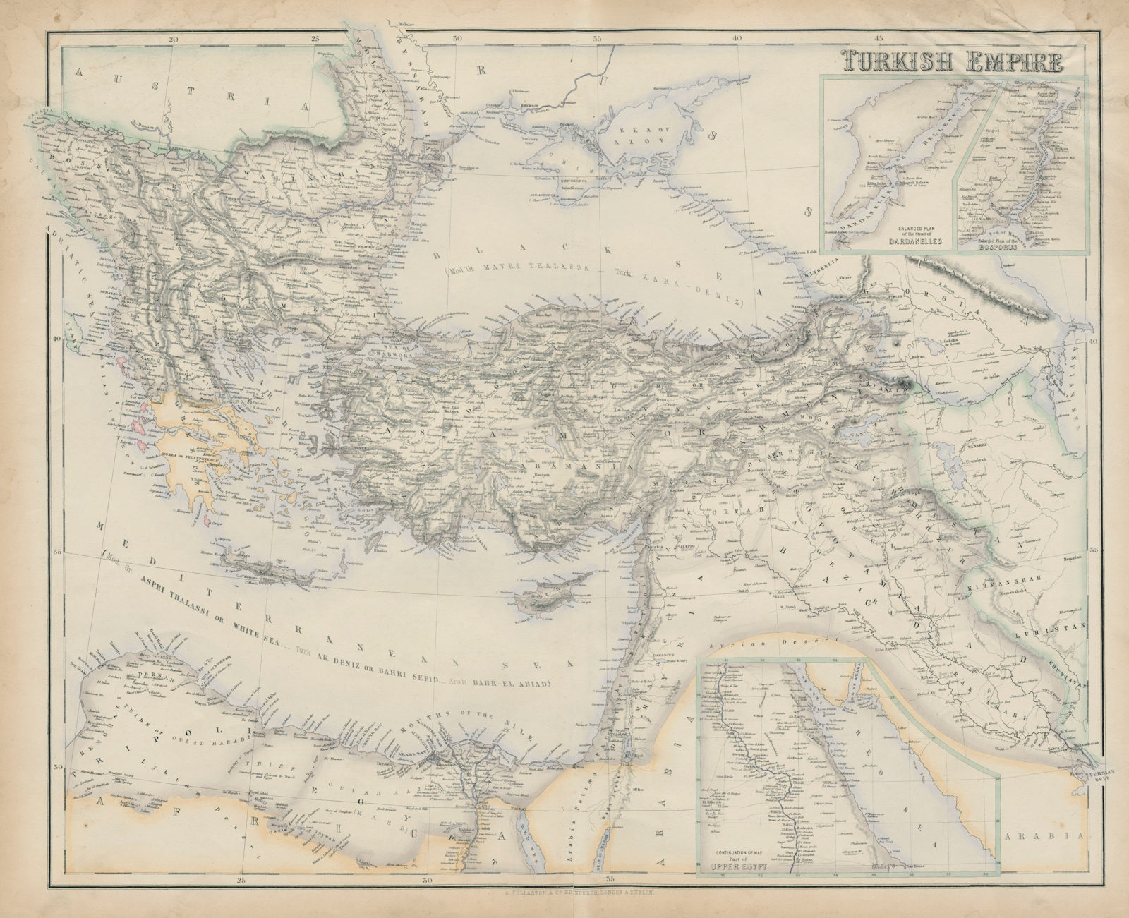 Associate Product Turkish Empire. Turkey Balkans Levant. Dardanelles & Bosphorus SWANSTON 1860 map