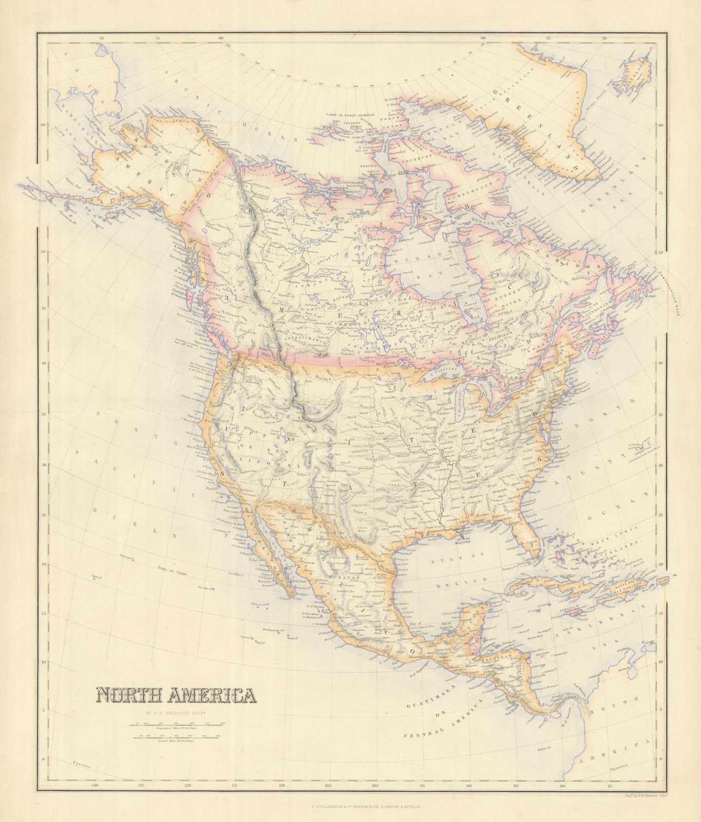 North America. New California. Native America tribes. SWANSTON 1860 old map