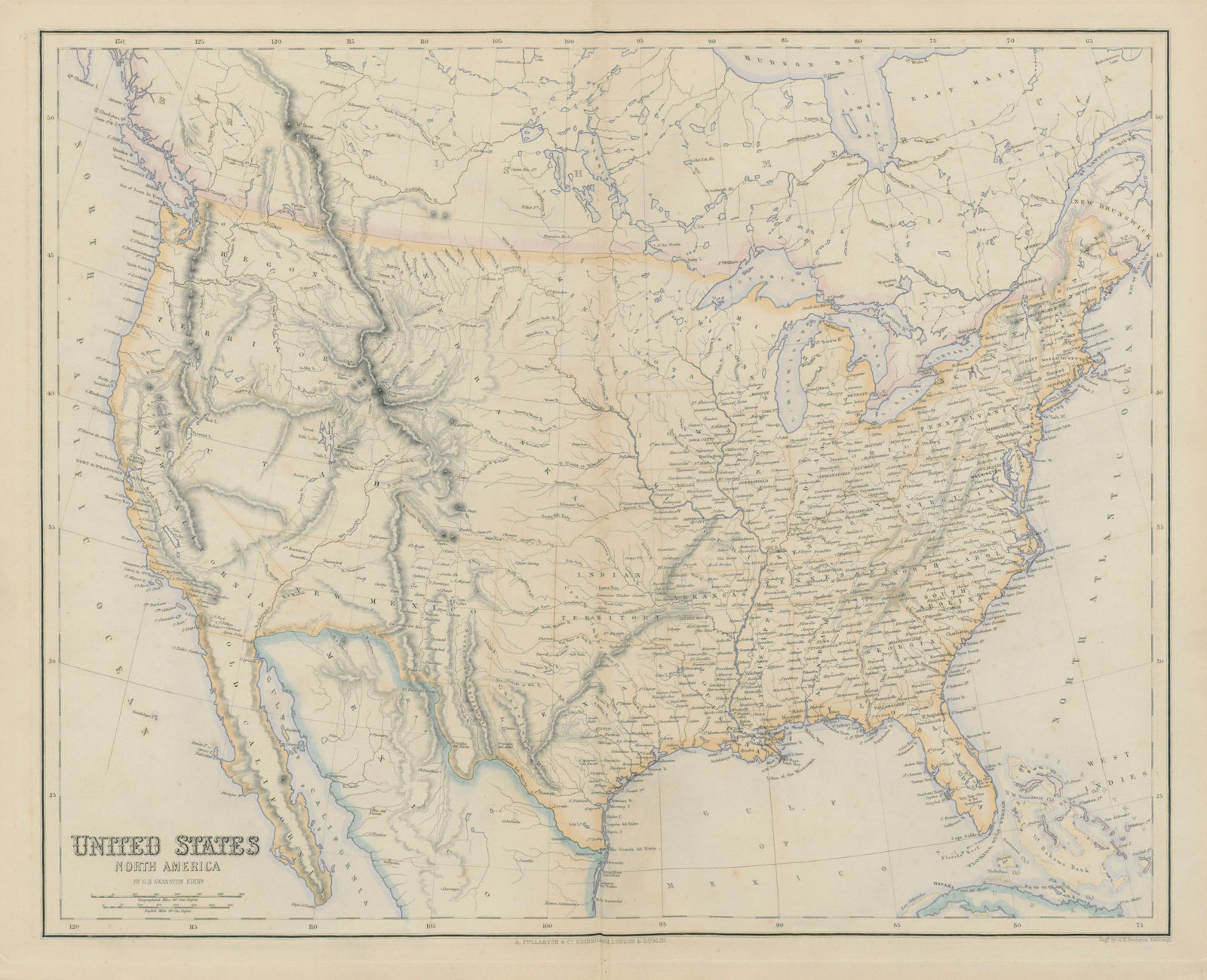 United States. "New California". Oregon Territory. SWANSTON 1860 old map