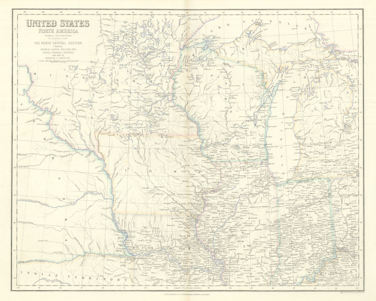 Associate Product United States Midwest. Minnisota [sic] territory. Minnesota. SWANSTON 1860 map