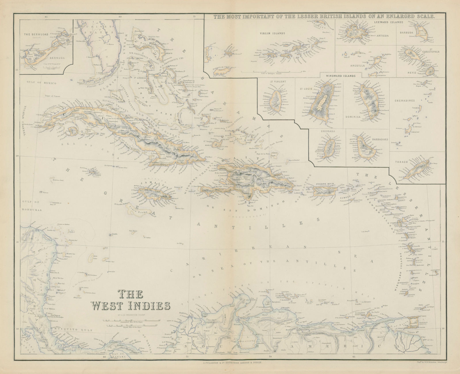 British West Indies. Virgin Leeward Windward Islands. Bermuda. SWANSTON 1860 map