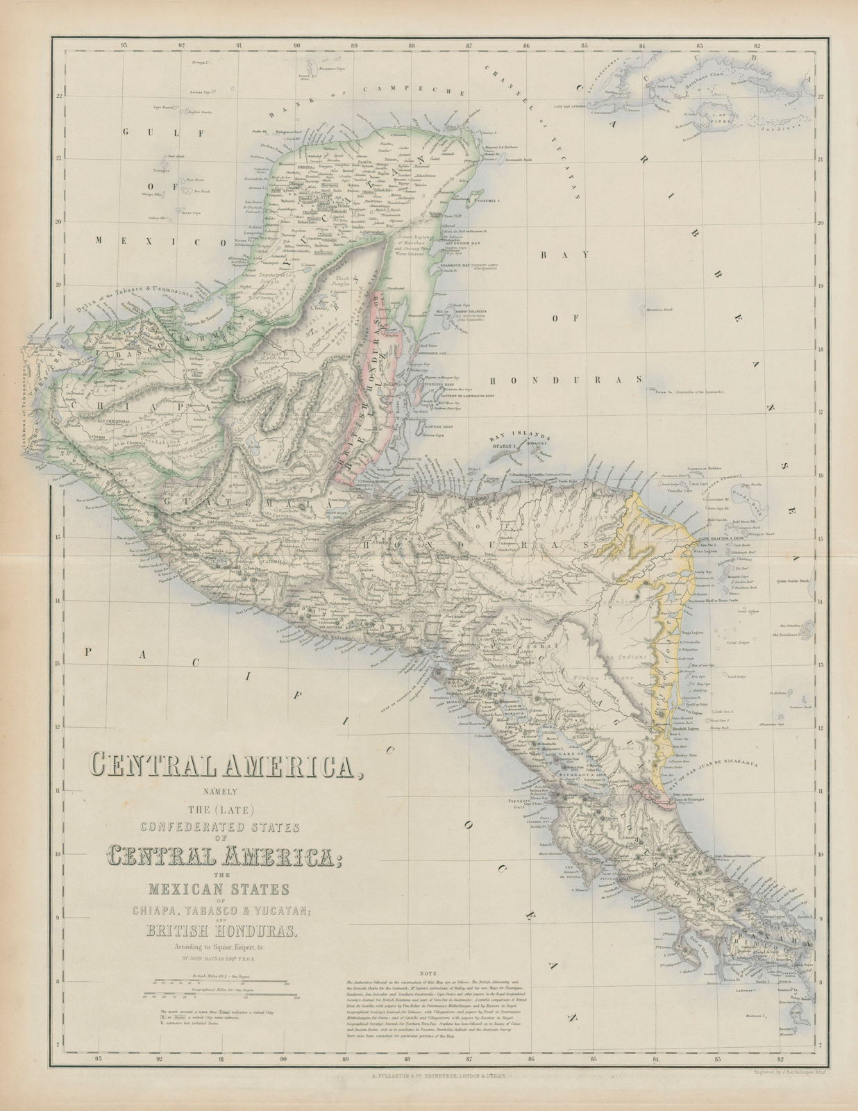 Central America. Mexico Chiapa, Tabasco & Yucatan. Belize &c. SWANSTON 1860 map