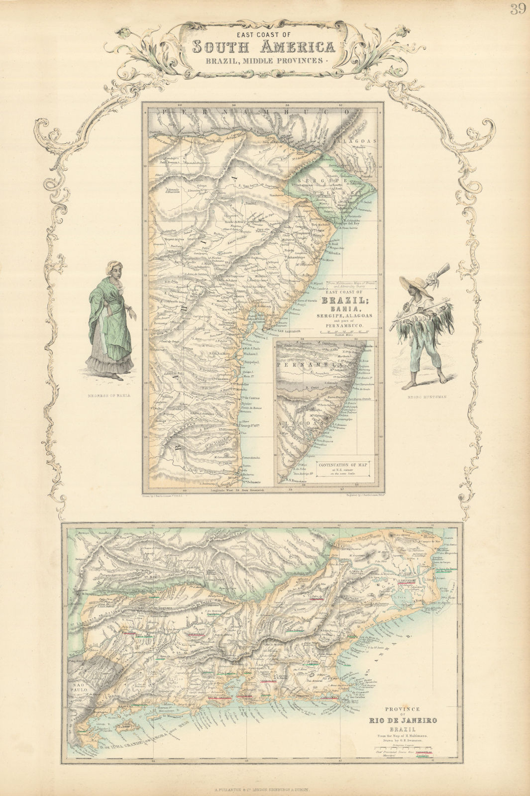 Brazil. South America East Coast. Bahia. Rio de Janeiro. SWANSTON 1860 old map
