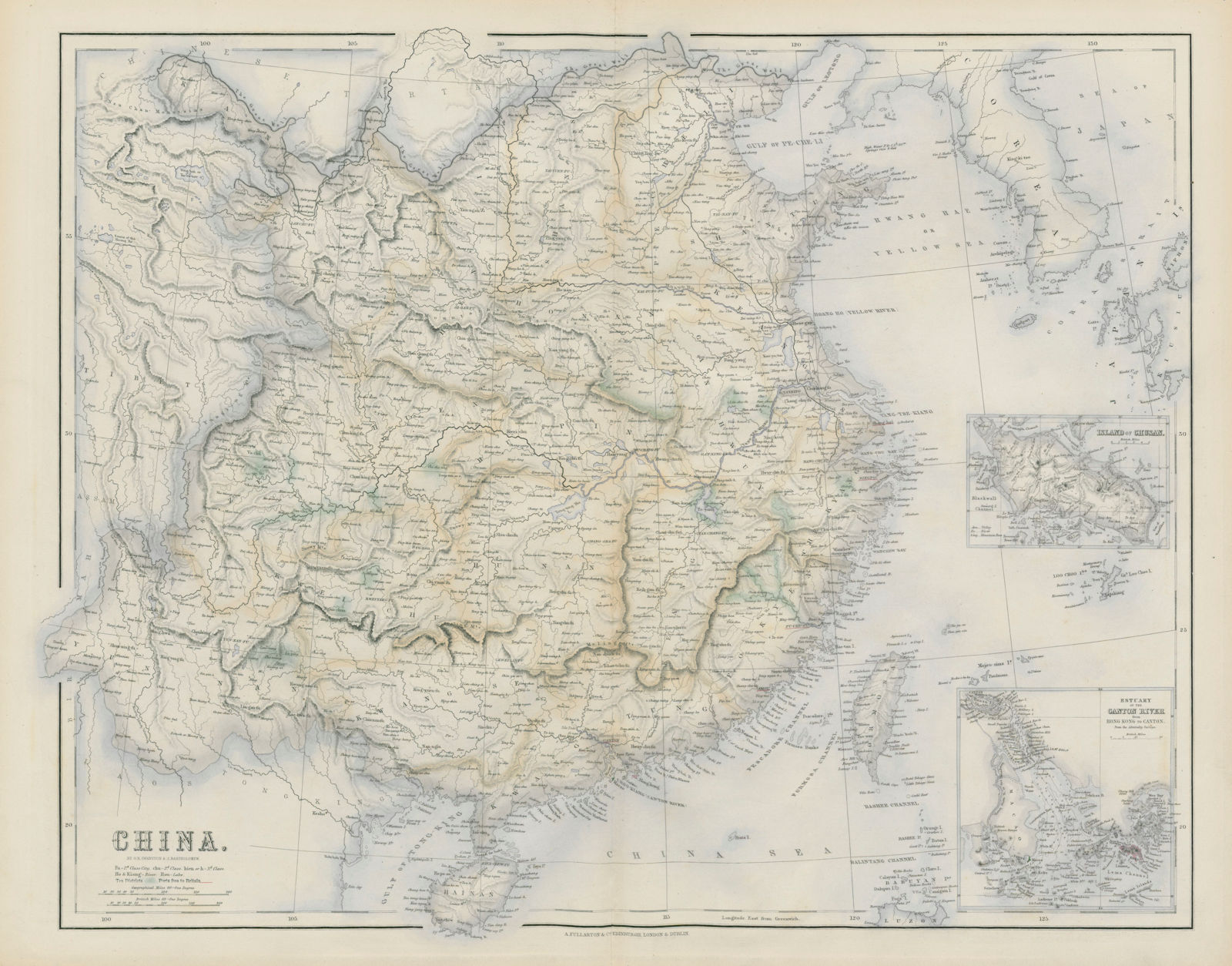 China. Inset Pearl River delta, Hong Kong, Canton Guangzhou. SWANSTON 1860 map