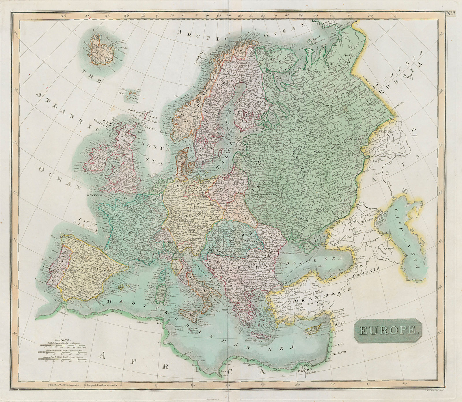 Early 19th century "Europe" by John Thomson 1817 old antique map plan chart