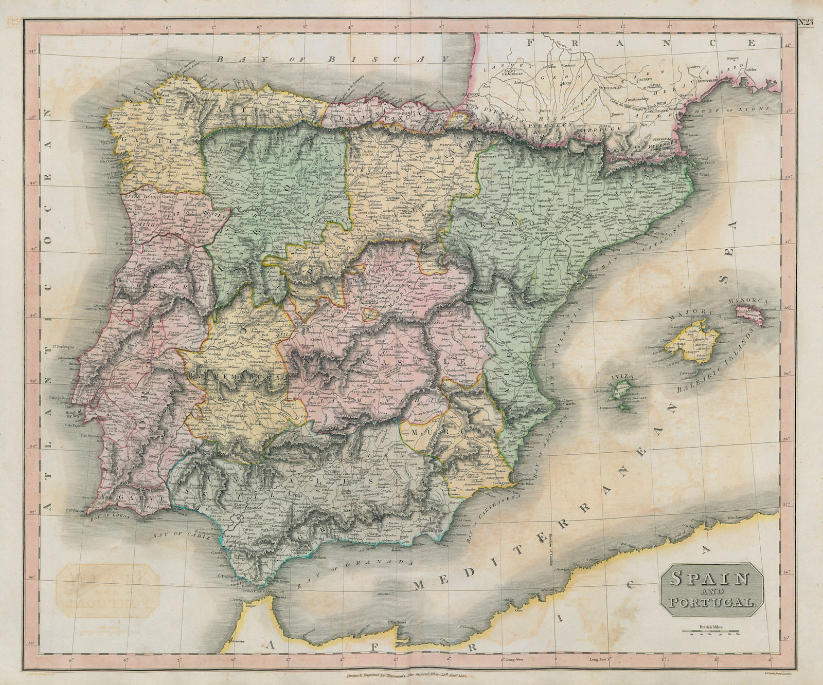 "Spain and Portugal" by John Thomson. Regions. Iberia 1817 old antique map