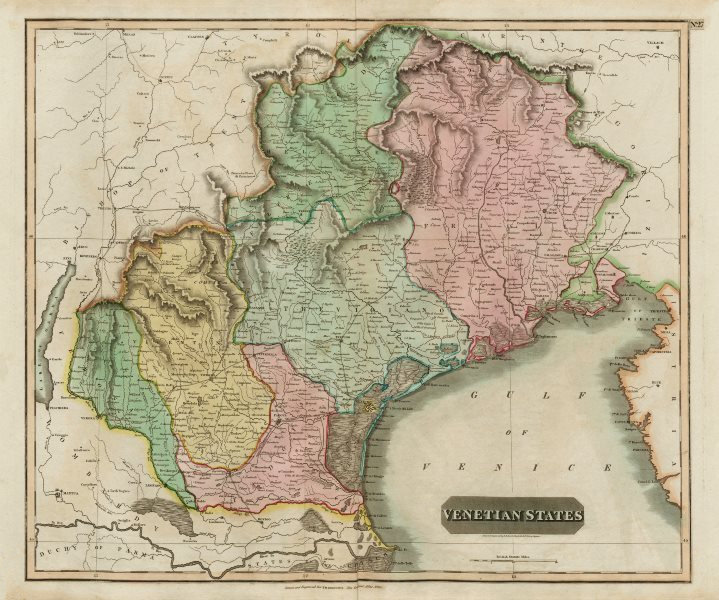 "Venetian States". Republic of Venice, Italy. Friuli & Veneto. THOMSON 1817 map