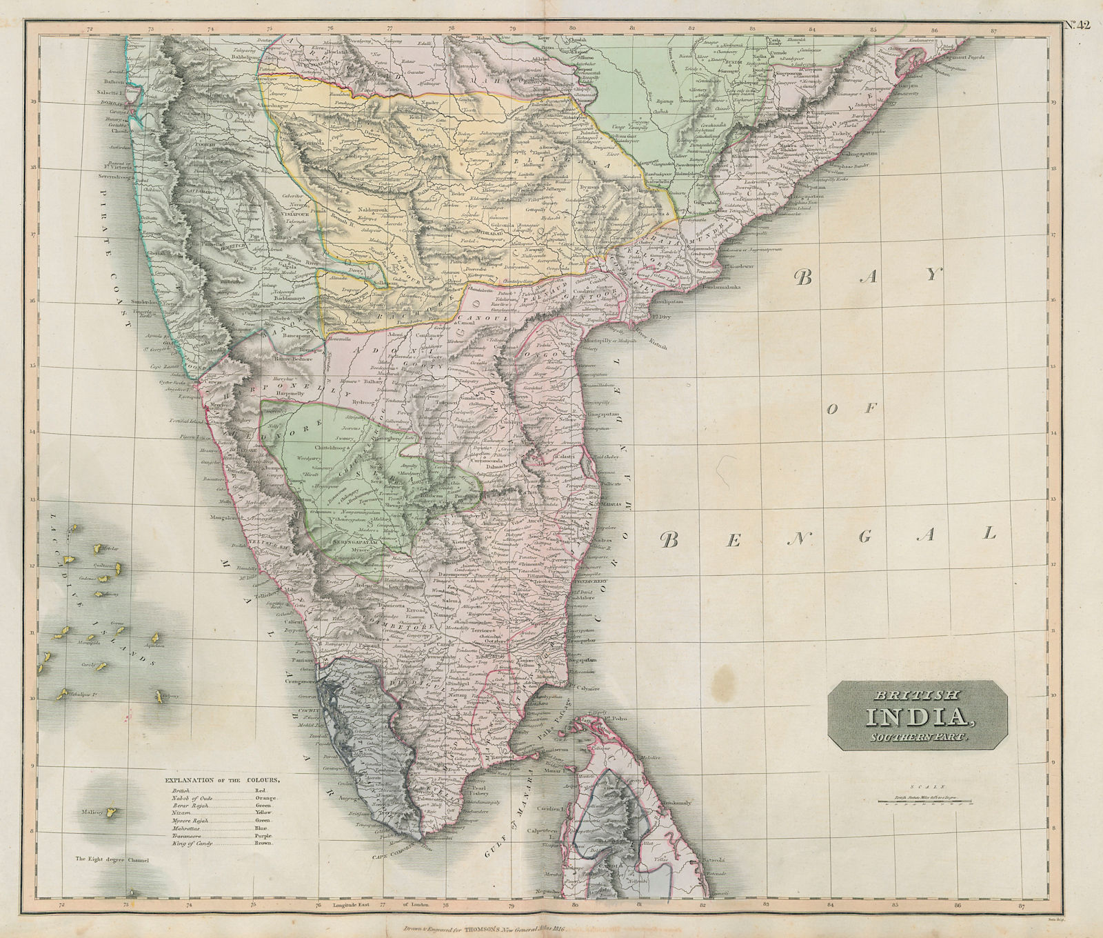 Associate Product "British India, southern part". Coromandel & Malabar coasts. THOMSON 1817 map