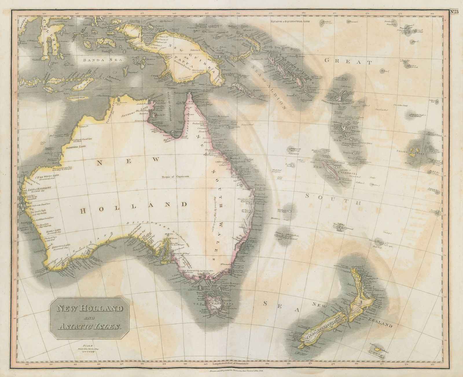 "New Holland & Asiatic islands" Australia New Zealand Polynesia THOMSON 1817 map