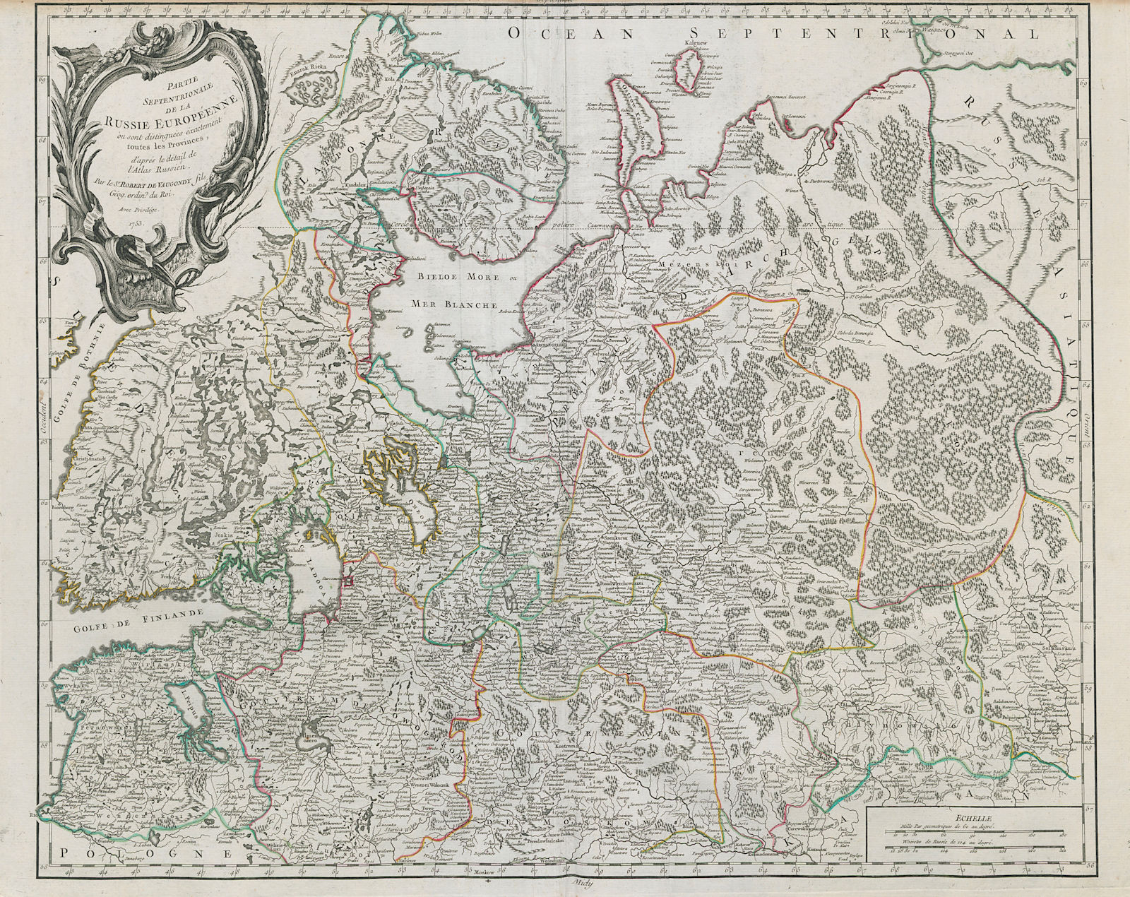 Associate Product "Partie Septentrionale de la Russie Européenne" Russia Finland VAUGONDY 1753 map