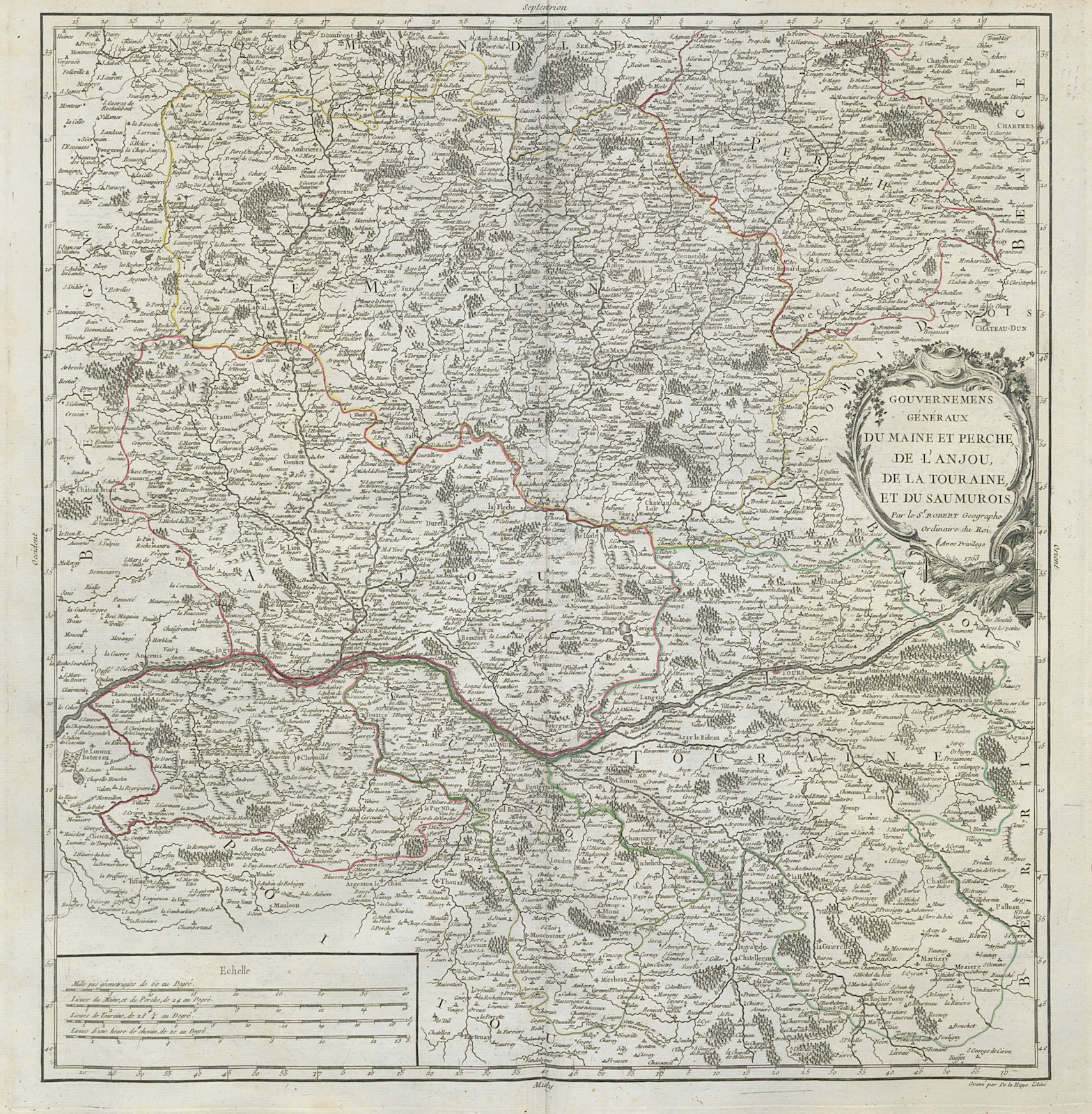 Associate Product "Maine et Perche, de l'Anjou, de la Touraine…" Val de Loire. VAUGONDY 1753 map