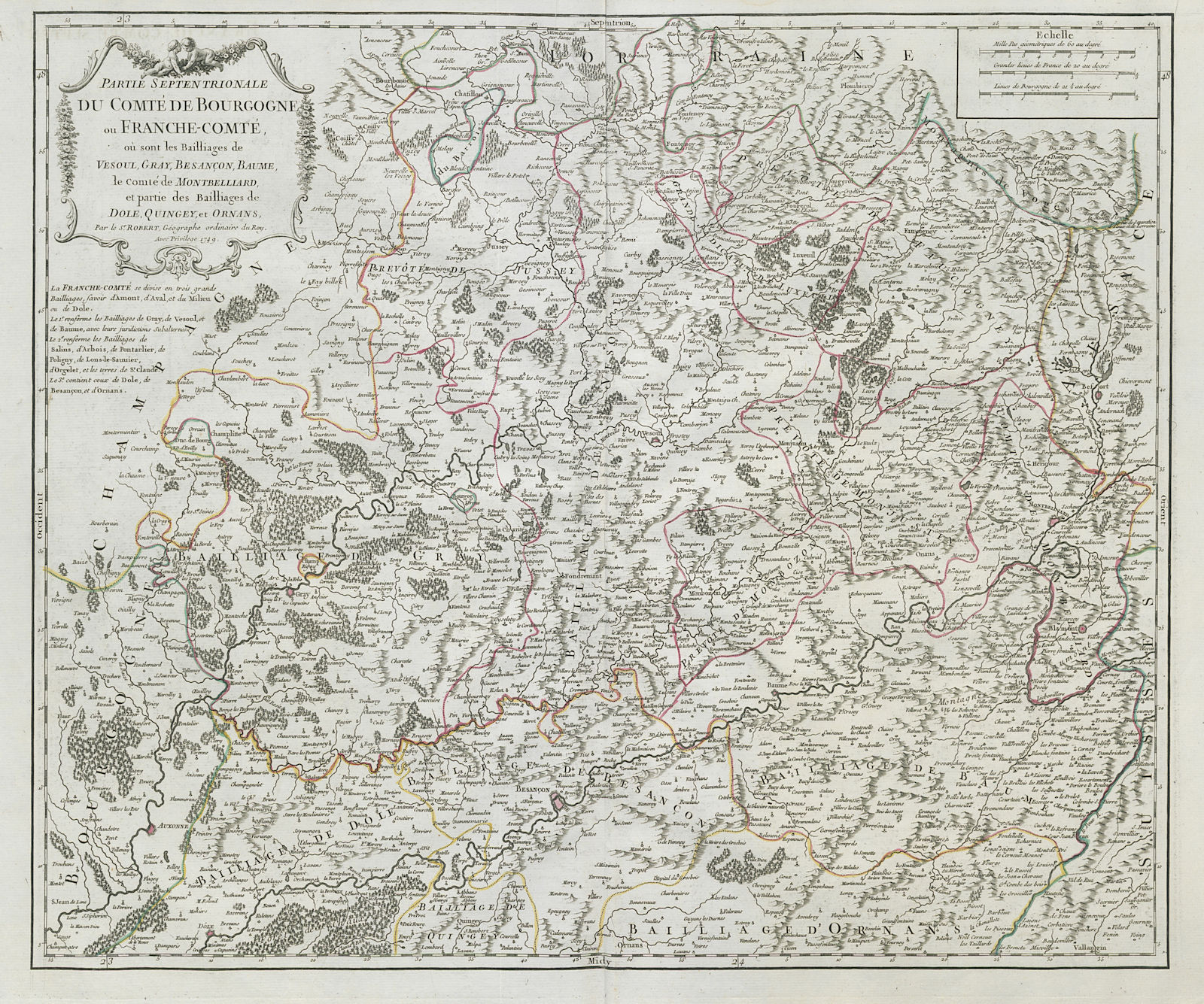 Associate Product "Partie Septentrionale du Comté de Bourgogne ou Franche-Comté" VAUGONDY 1749 map