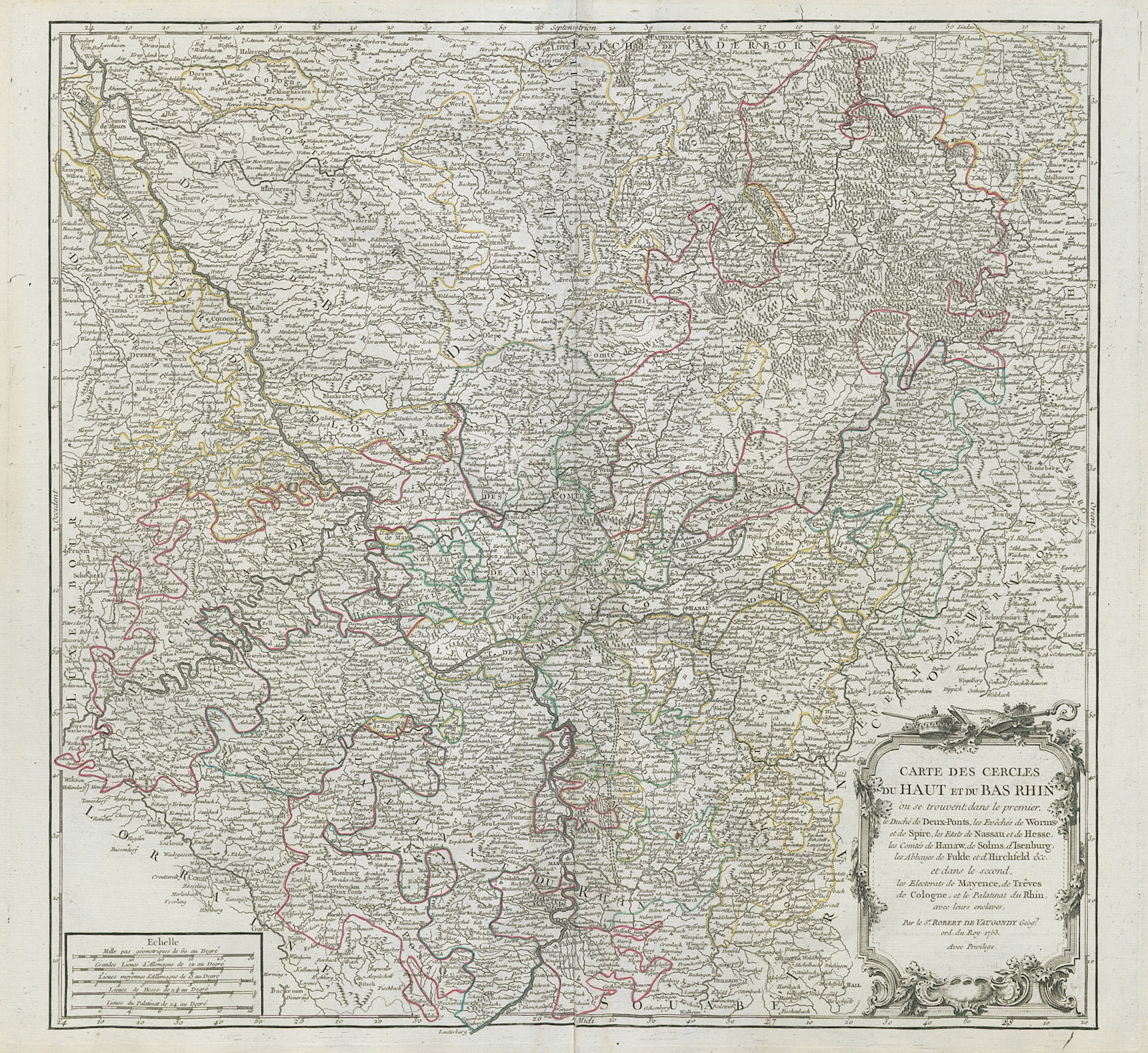 Associate Product "Carte des Cercles du Haut et du Bas Rhin". Rhineland Germany. VAUGONDY 1753 map