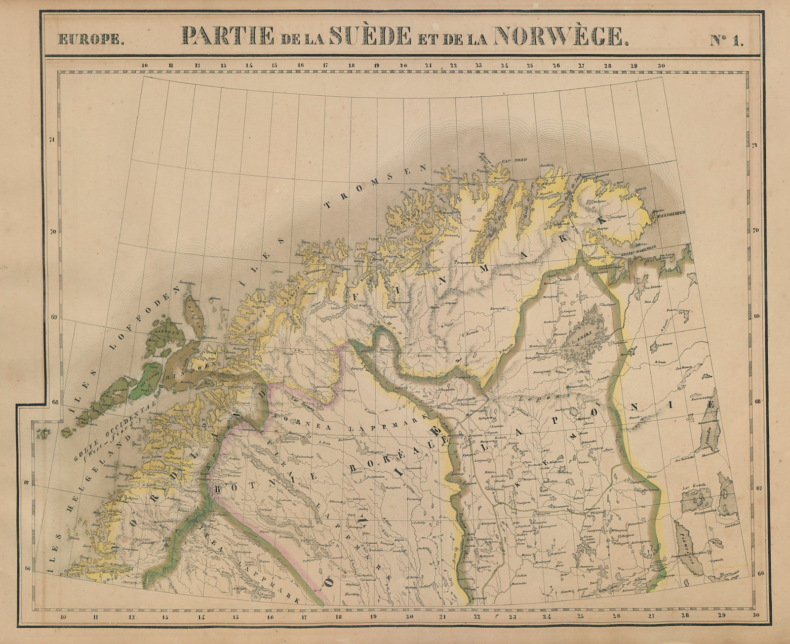Europe. Suède & Norwège #1 Northern Norway Lapland Sweden. VANDERMAELEN 1827 map