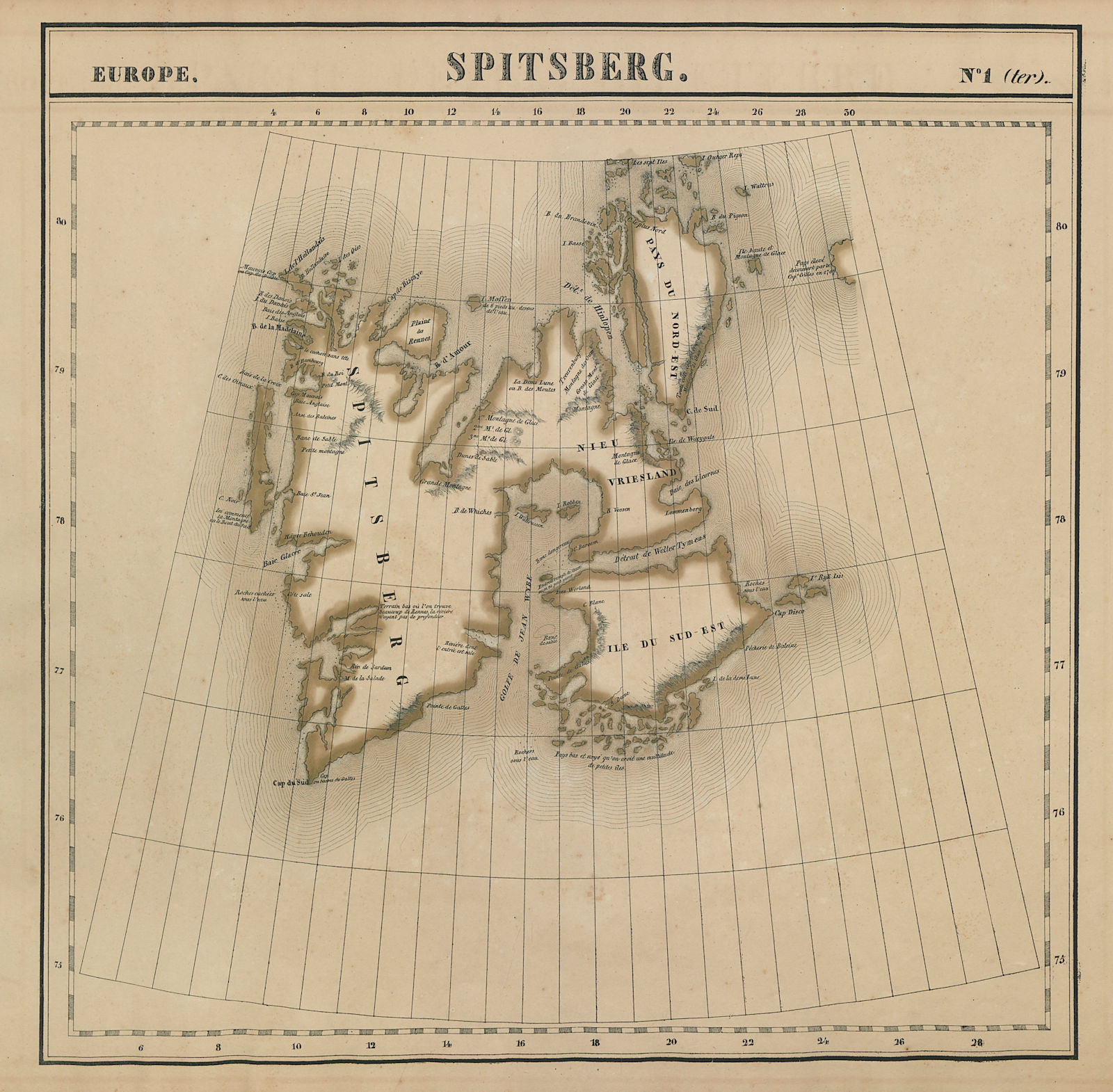 Europe. Spitsberg #1 (ter) Spitsbergen Svalbard Norway. VANDERMAELEN 1827 map