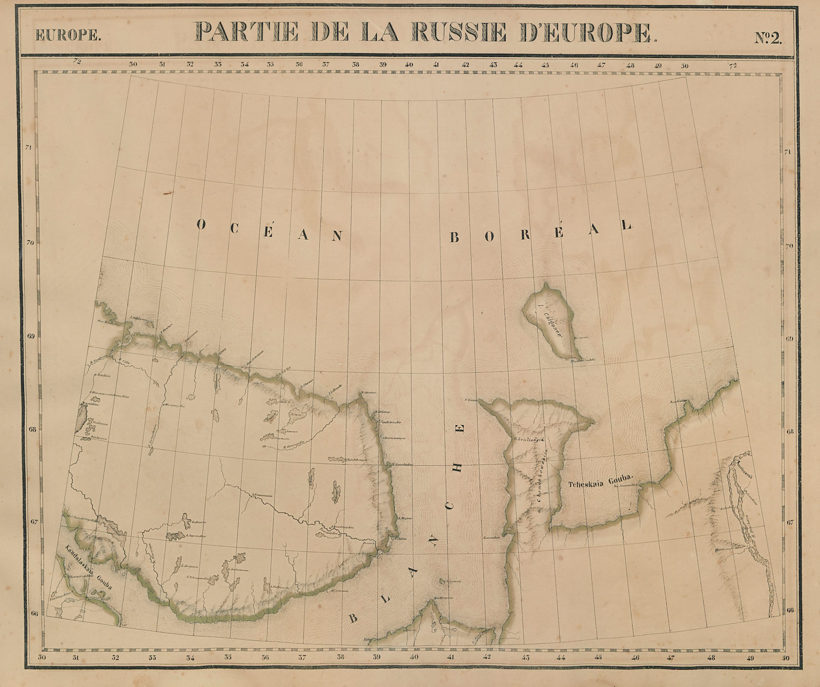 Russie d'Europe #2 Northwest Russia Murmansk Nenets VANDERMAELEN 1827 old map