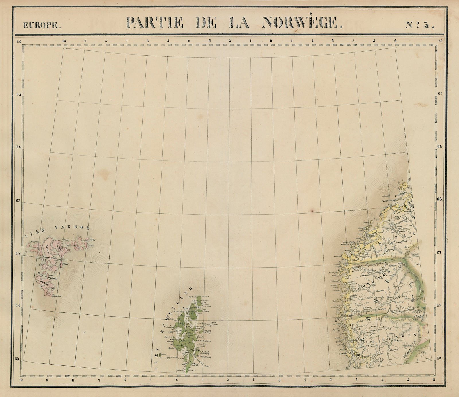 Europe. Norwège 3 Norway Vestlandet Shetland Faroe Islands VANDERMAELEN 1827 map
