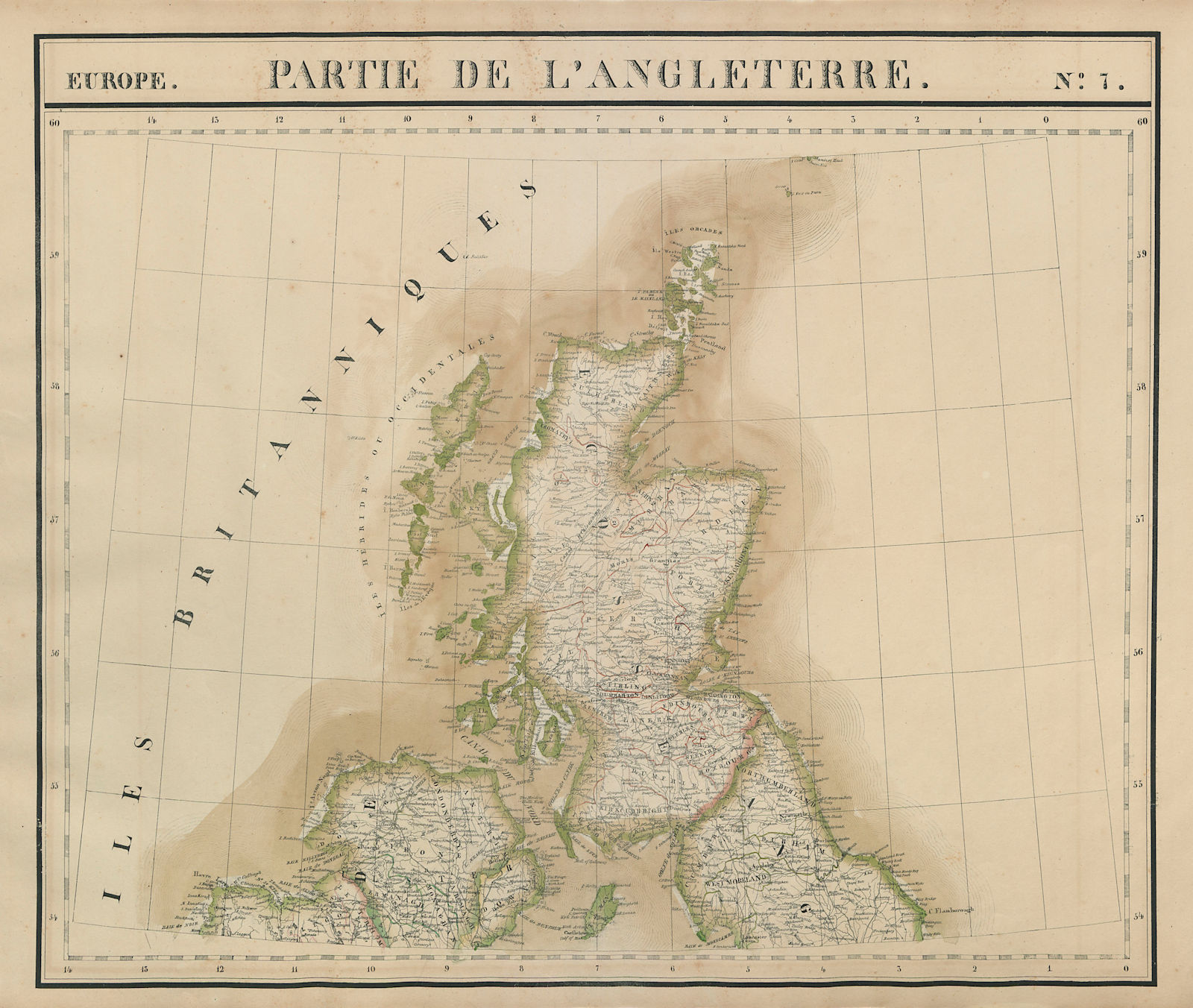 Europe. Angleterre #7 Scotland Ulster Northern England. VANDERMAELEN 1827 map