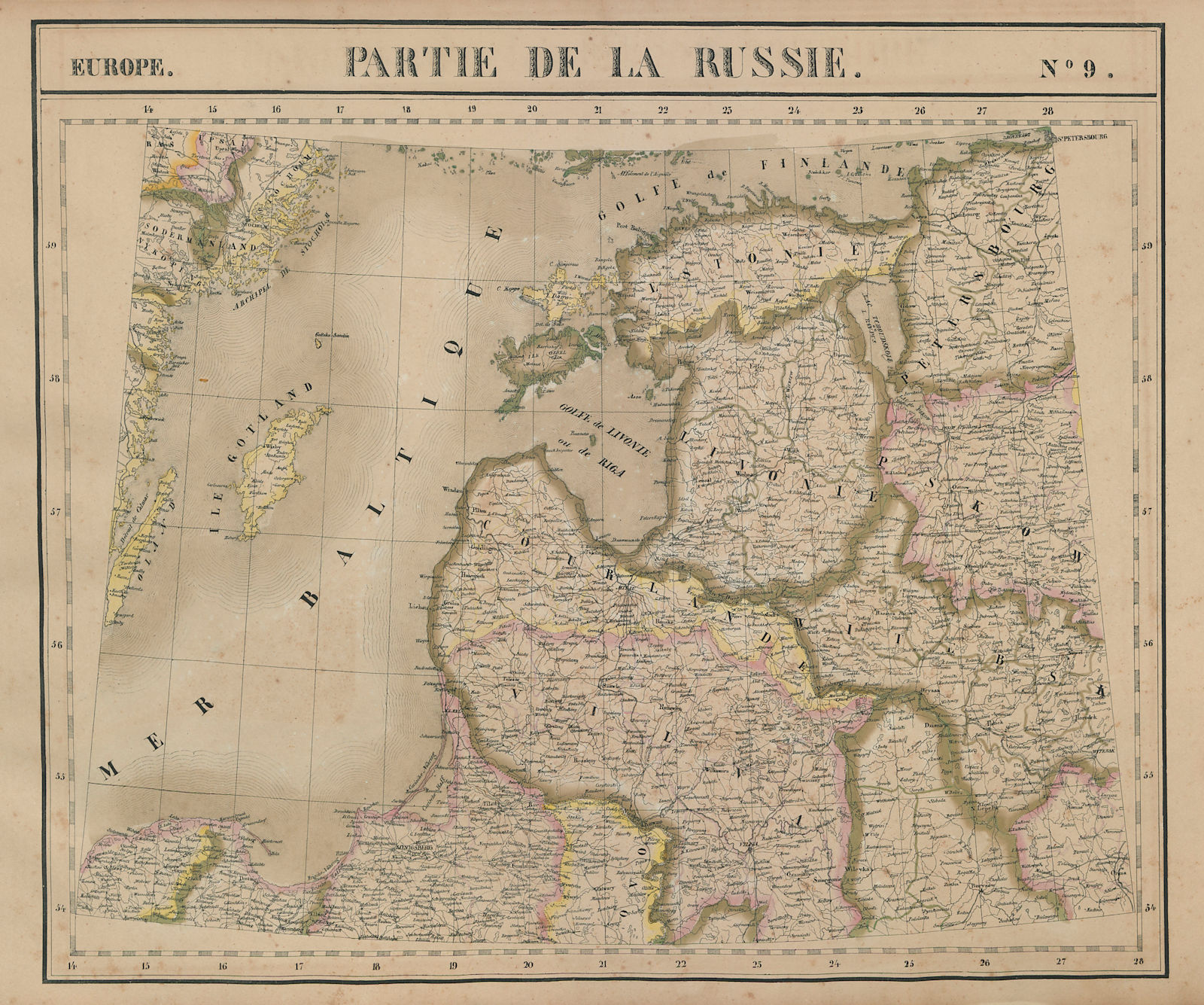 Europe. Russie #9 Baltic States. Estonia Latvia Lithuania. VANDERMAELEN 1827 map