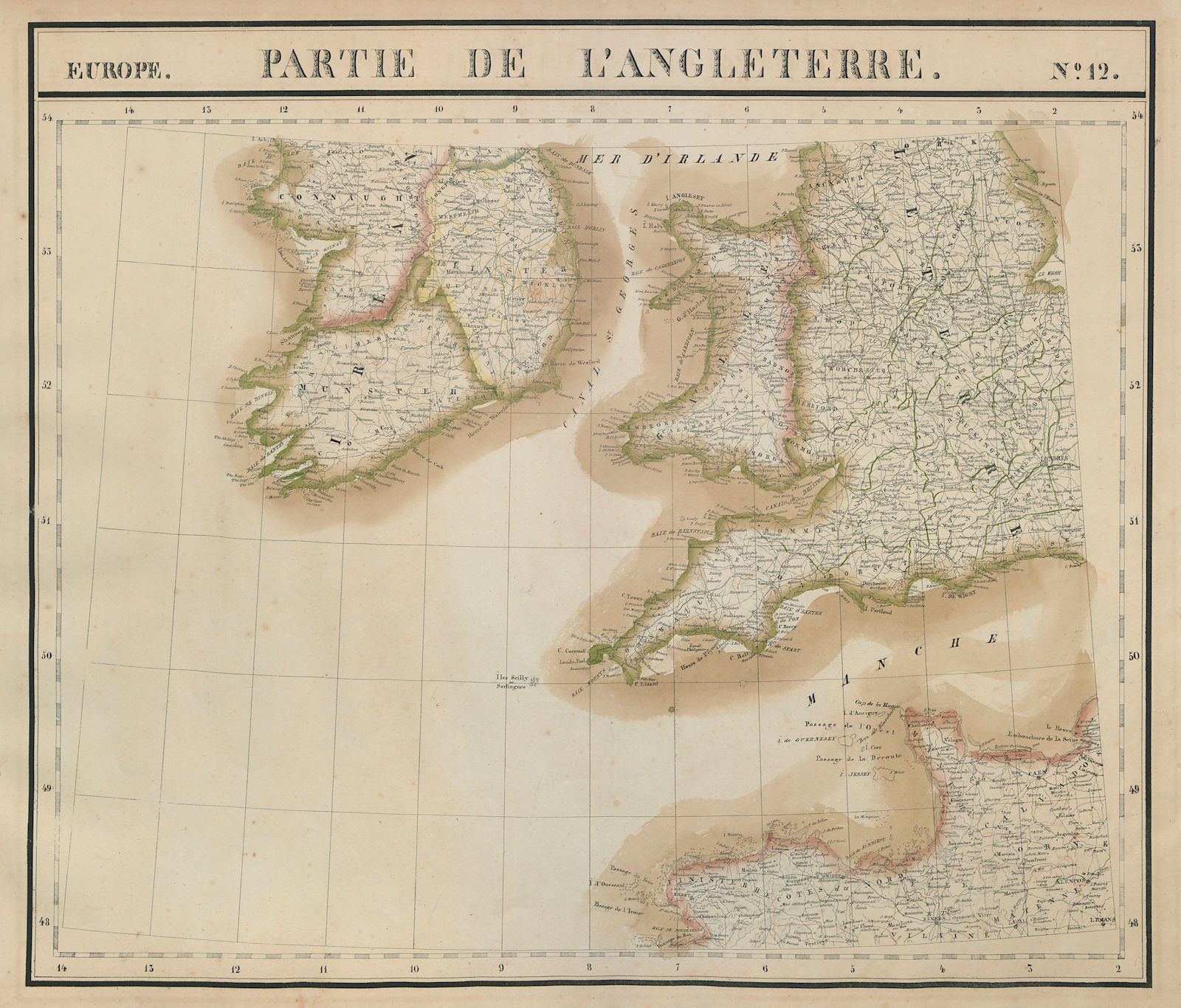 Associate Product Europe. Angleterre #12 Wales Southern England & Ireland. VANDERMAELEN 1827 map