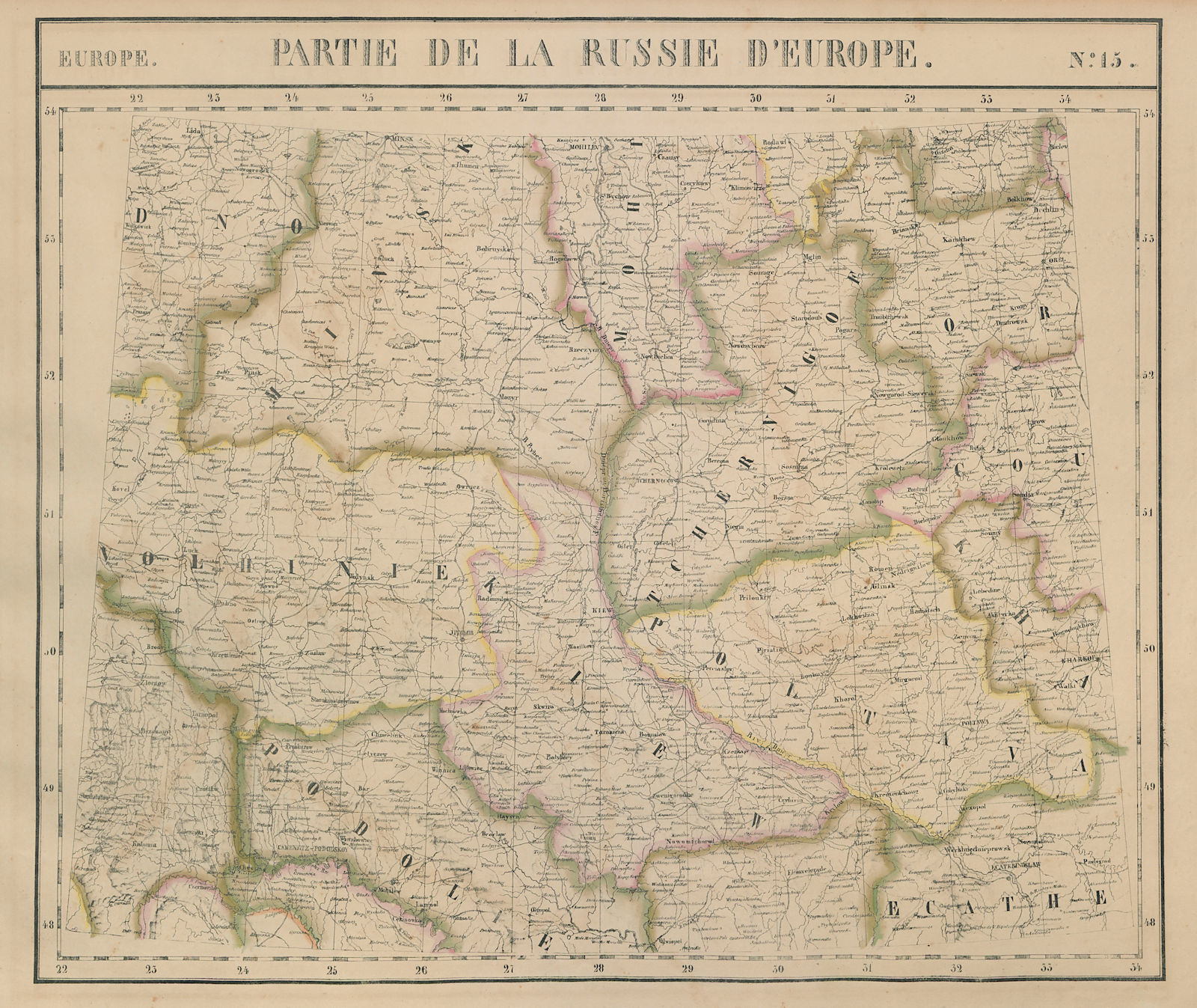 Russie d'Europe #15 Northern Ukraine. Southern Belarus. VANDERMAELEN 1827 map