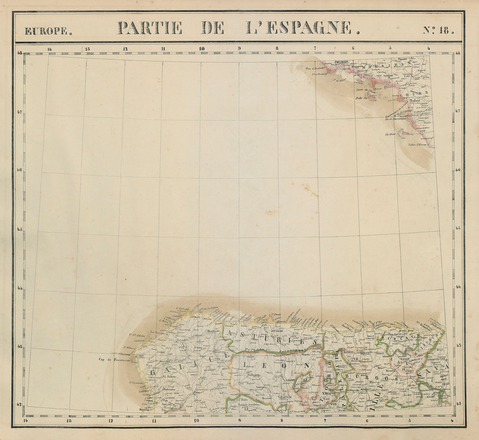 Europe. Espagne #18 NW Spain. Galicia Asturias Cantabria. VANDERMAELEN 1827 map