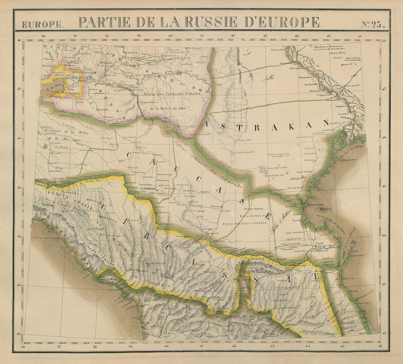 Russie d'Europe #23 North Caucasus Russia Georgia VANDERMAELEN 1827 old map