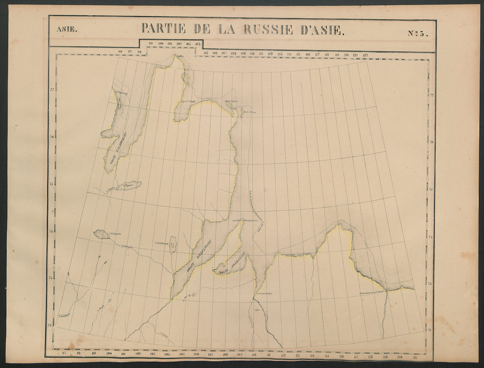 Russie d'Asie #3 Russia. Taymyr Peninsula & Laptev Sea. VANDERMAELEN 1827 map