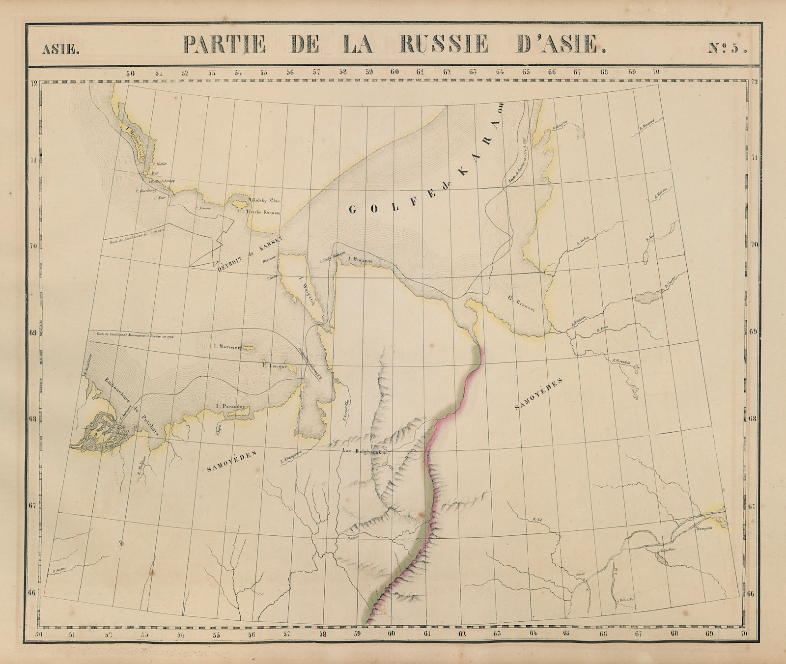 Russie d'Asie #5 Russia. Novaya Zemlya Nenetsia Yamalia. VANDERMAELEN 1827 map
