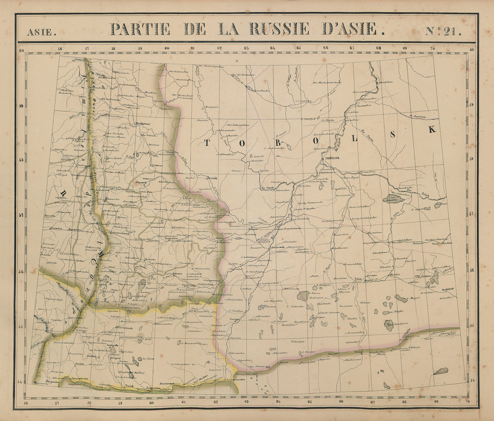 Russie d'Asie #21 Russia. Kurgan Tyumen Sverdlovsk Tobolsk VANDERMAELEN 1827 map