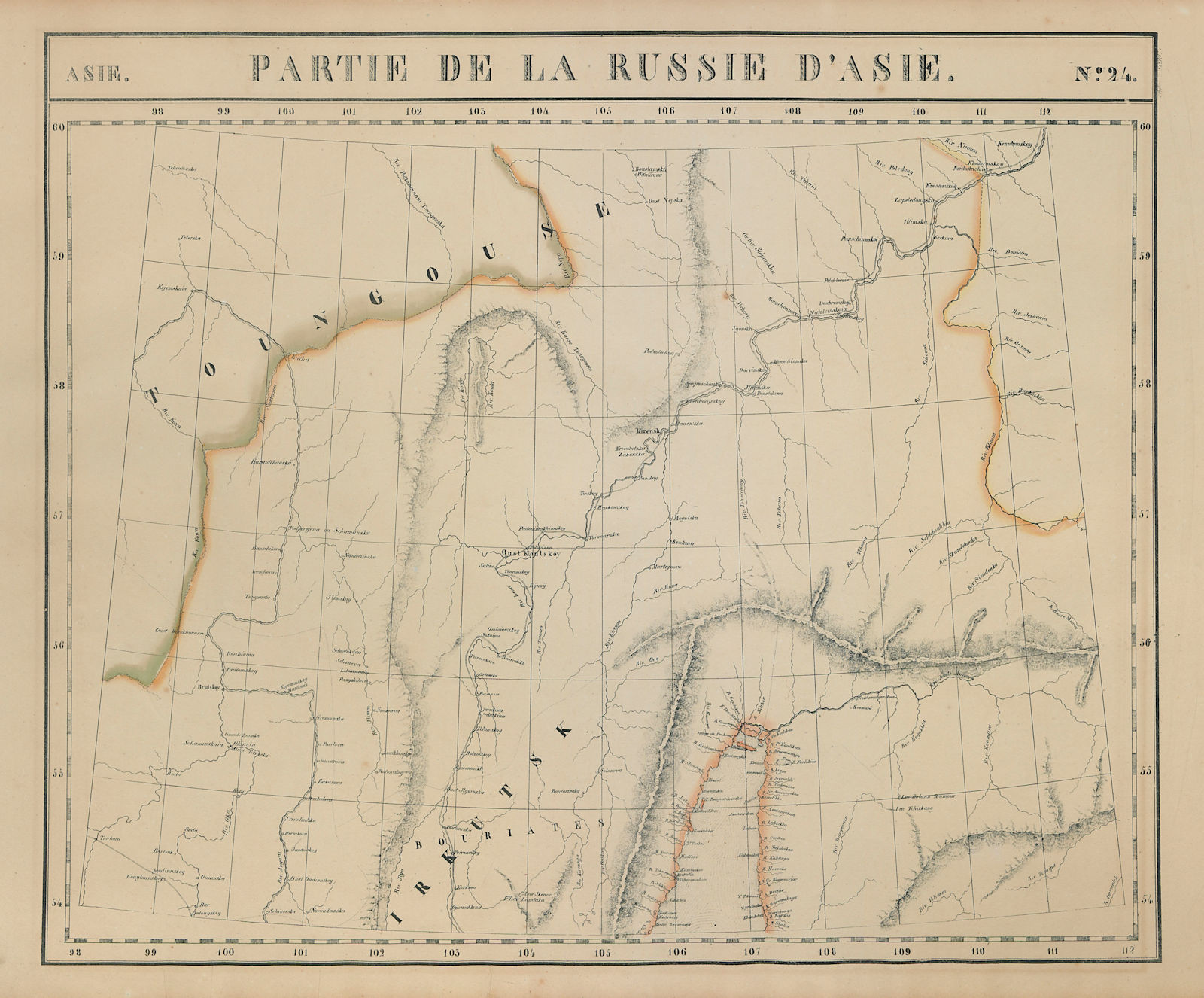 Associate Product Russie d'Asie #24 Lake Baikal. Russia Irkutsk Buryatia. VANDERMAELEN 1827 map