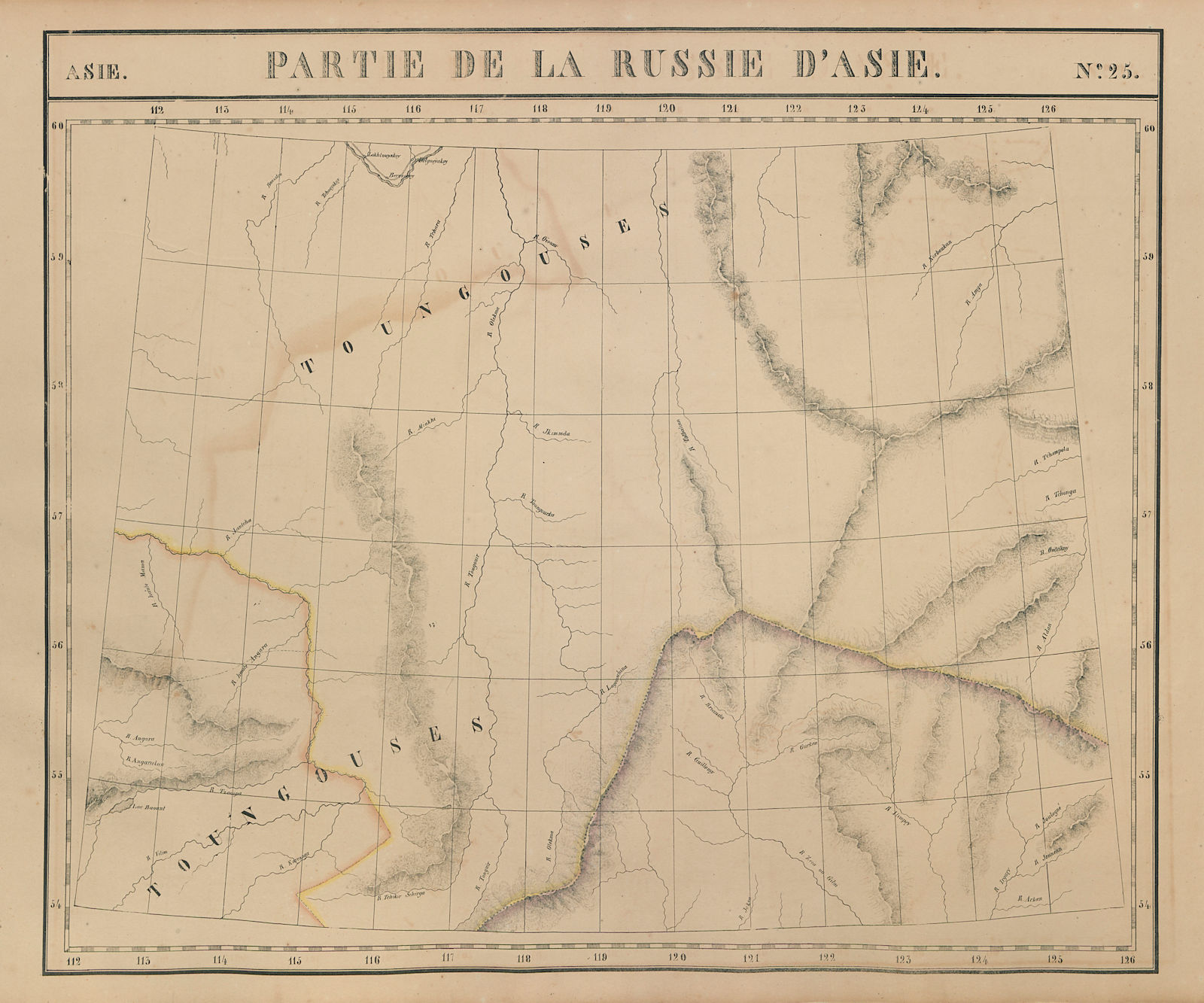 Russie d'Asie #25 Russia. East Siberia. Sakha Irkutsk Amur VANDERMAELEN 1827 map