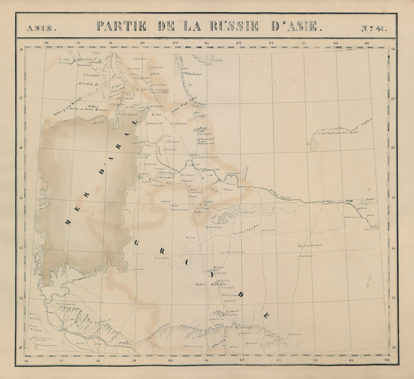 Asie. Russie d'Asie #41 Aral Sea. Uzbekistan Kazakhstan. VANDERMAELEN 1827 map
