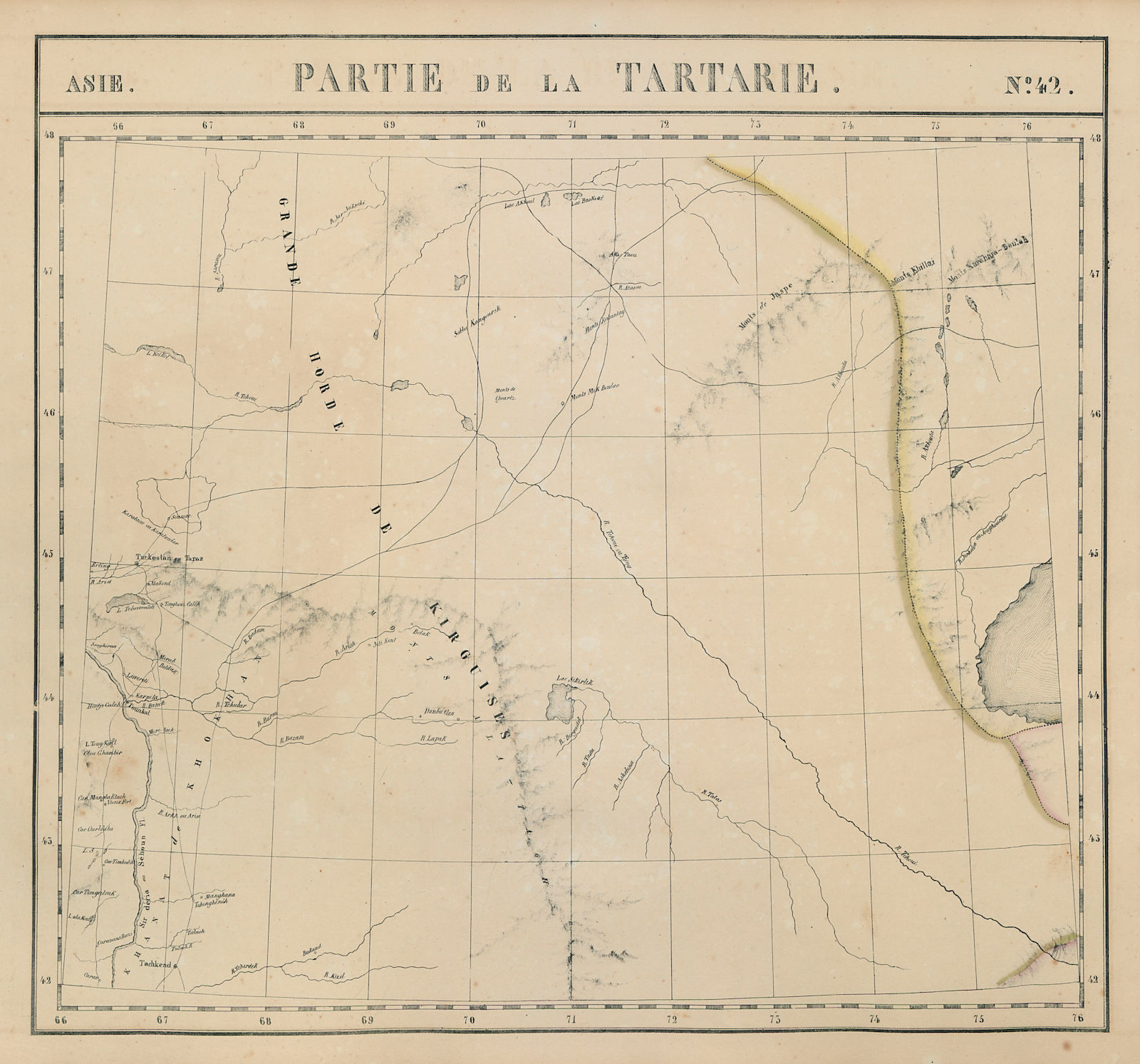 Associate Product Asie. Tartarie #42 South Kazakhstan. North Kyrgyzstan. VANDERMAELEN 1827 map