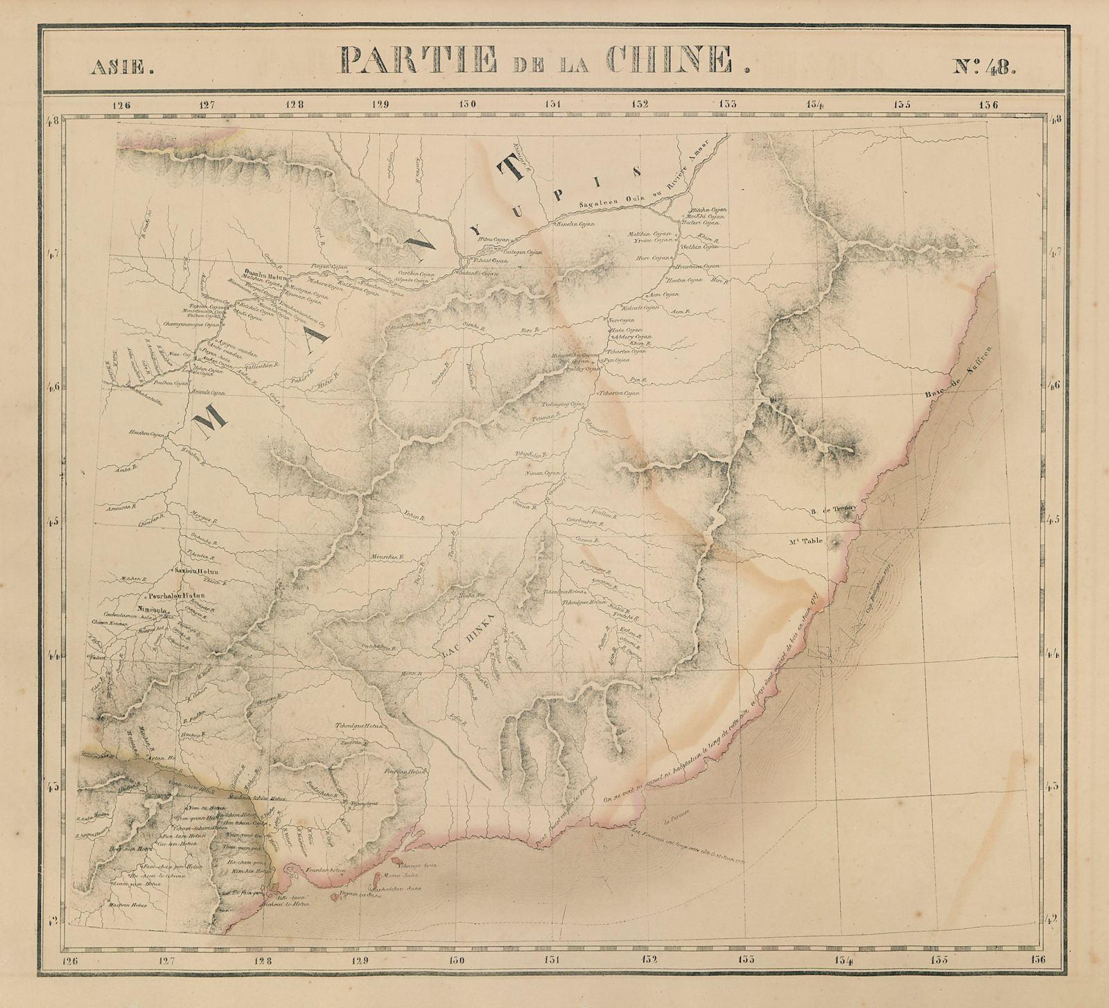 Asie. Chine #48 China Heilongjiang. Russia Primorsky Krai. VANDERMAELEN 1827 map