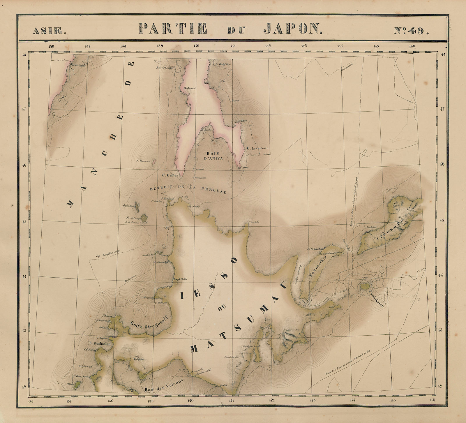 Asie. Japon #49 Japan Hokkaido. South Sakhalin. Russia. VANDERMAELEN 1827 map