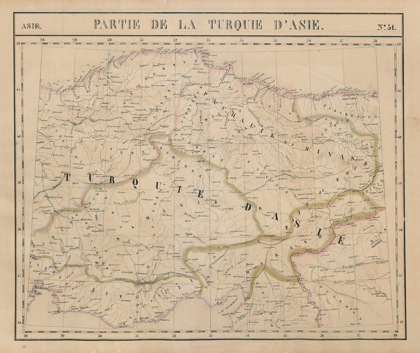 Associate Product Asie. Partie… Turquie d'Asie #51 Central Turkey. NW Syria. VANDERMAELEN 1827 map