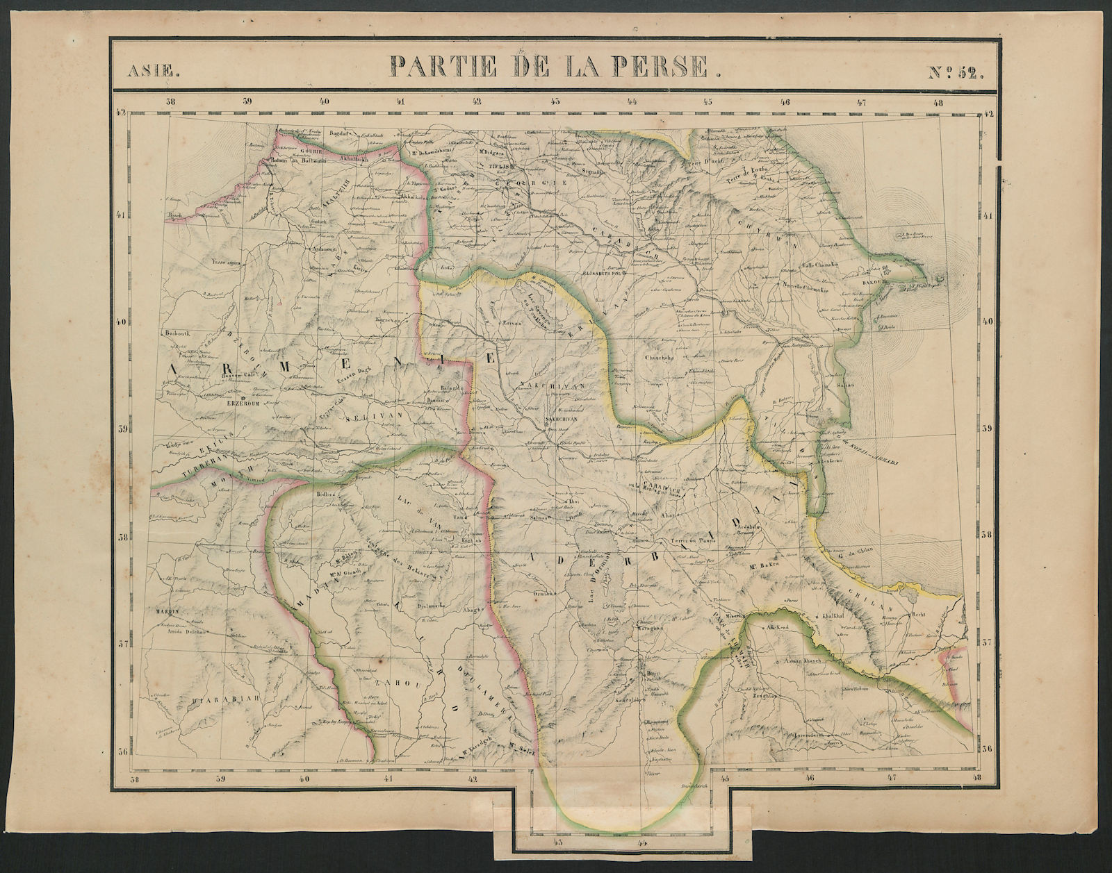 Asie. Partie de la Perse #52 Southern Caucasus Iran Turkey VANDERMAELEN 1827 map