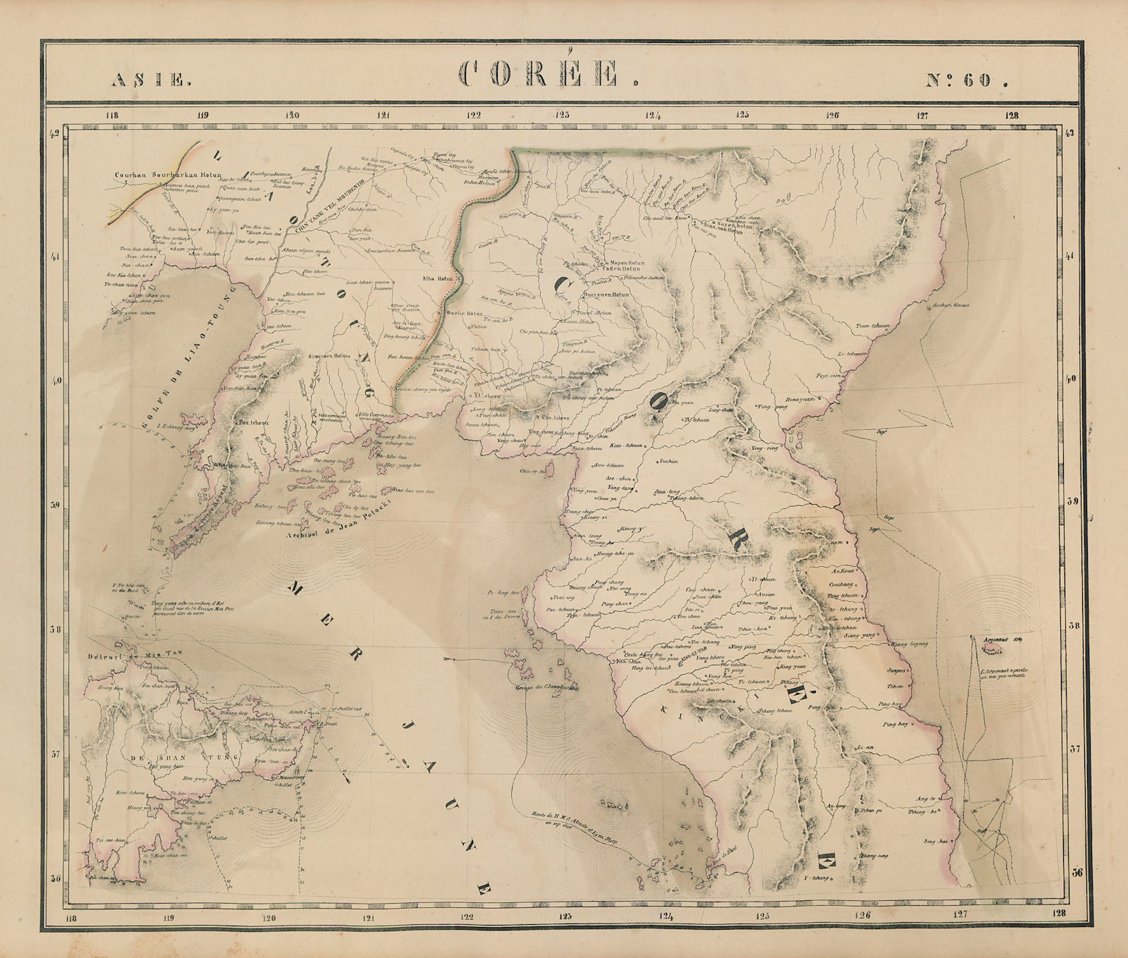 Asie. Corée #60 Korea China. Eastern Liaoning & Shandong. VANDERMAELEN 1827 map