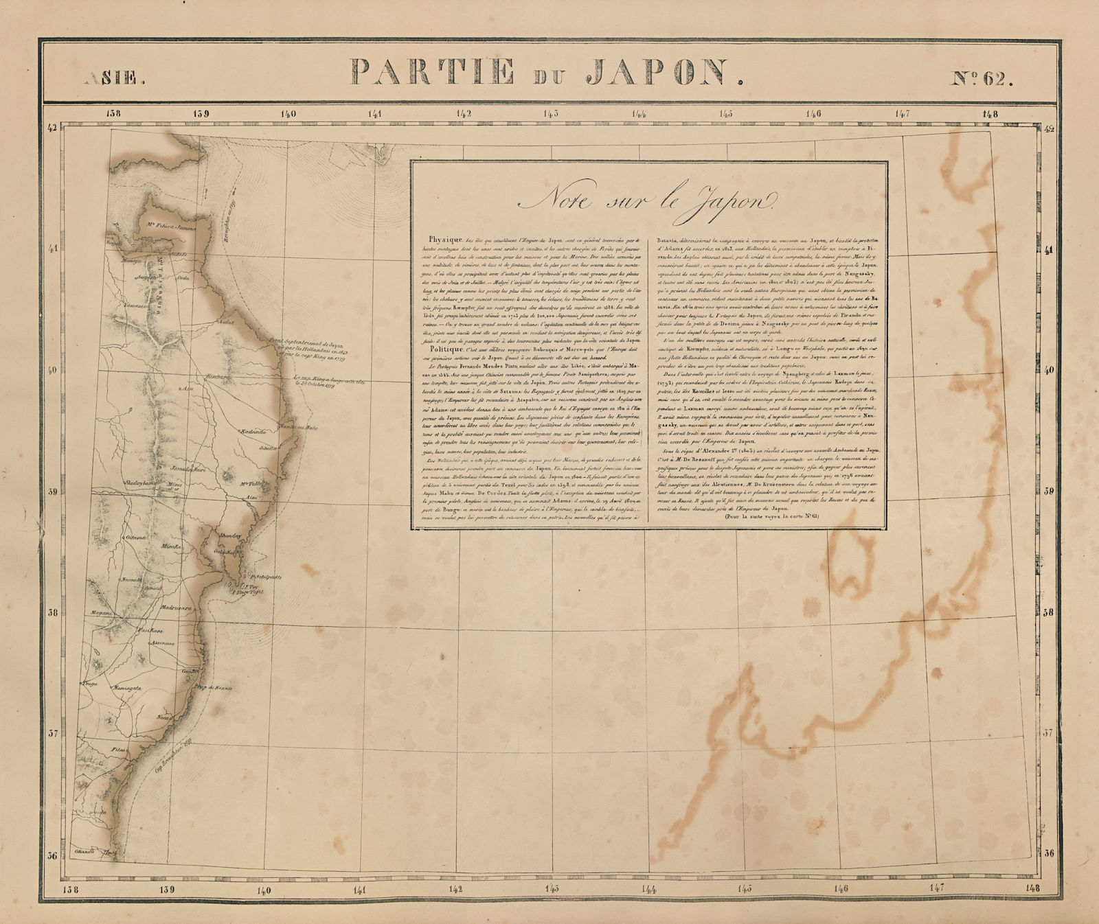 Asie. Partie du Japon #62 Japan. East-central Honshu coast VANDERMAELEN 1827 map