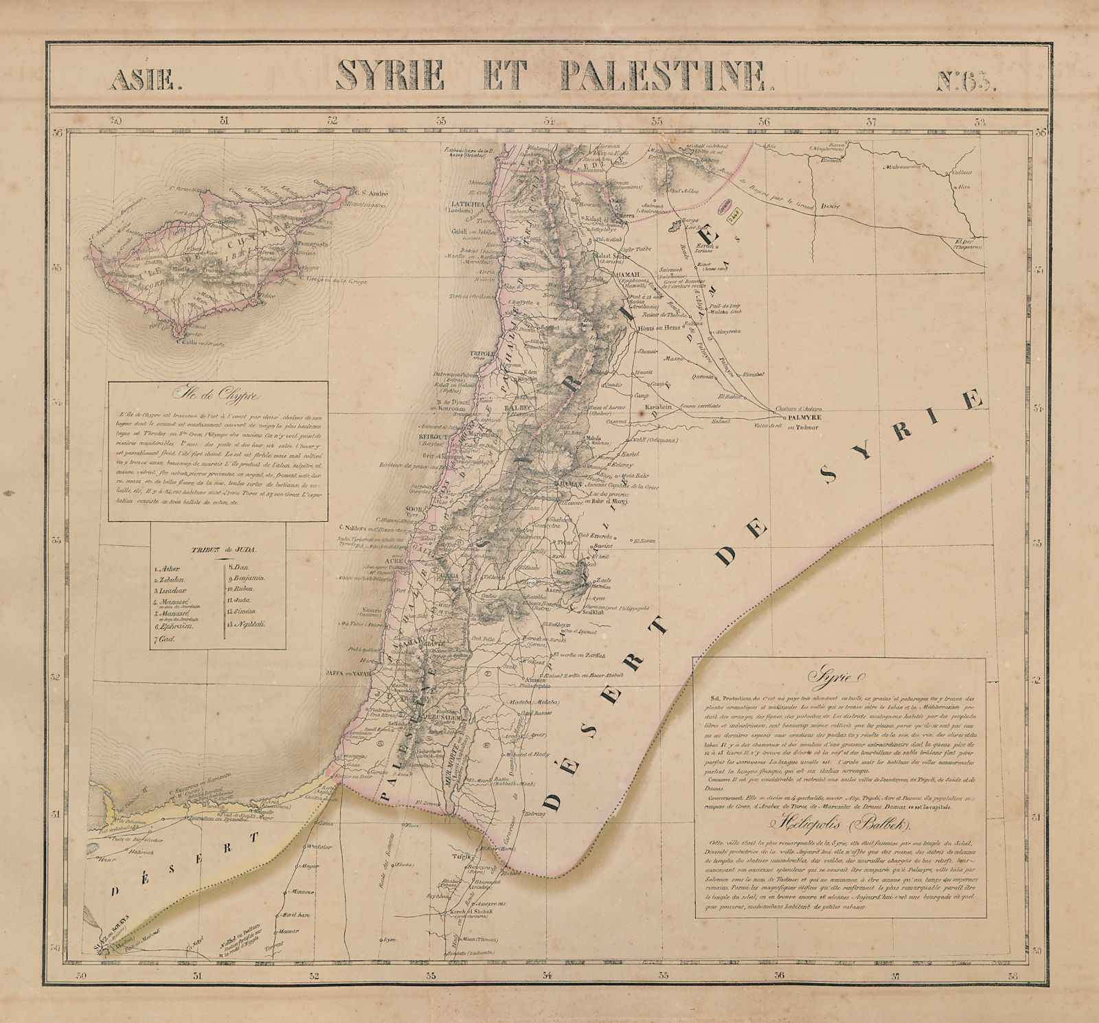 Asie. Syrie & Palestine #63 Levant Cyprus Lebanon Israel. VANDERMAELEN 1827 map