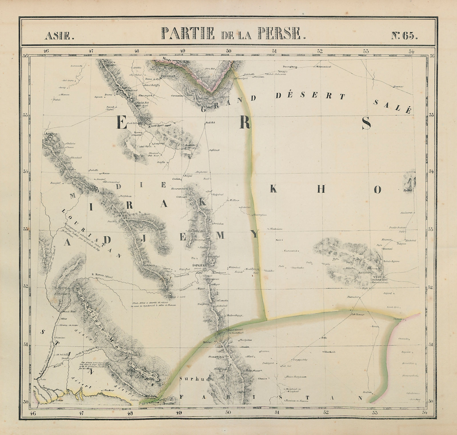 Asie. Partie de la Perse #65 West-central Iran. Isfahan. VANDERMAELEN 1827 map